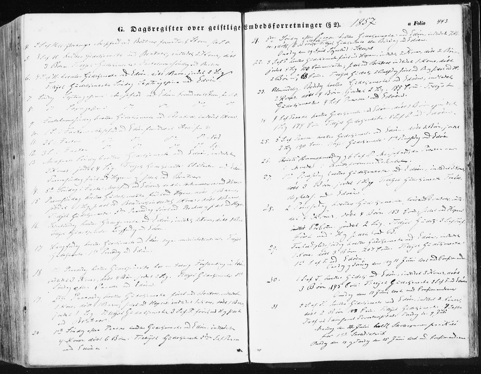 Ministerialprotokoller, klokkerbøker og fødselsregistre - Møre og Romsdal, AV/SAT-A-1454/581/L0937: Parish register (official) no. 581A05, 1853-1872, p. 443