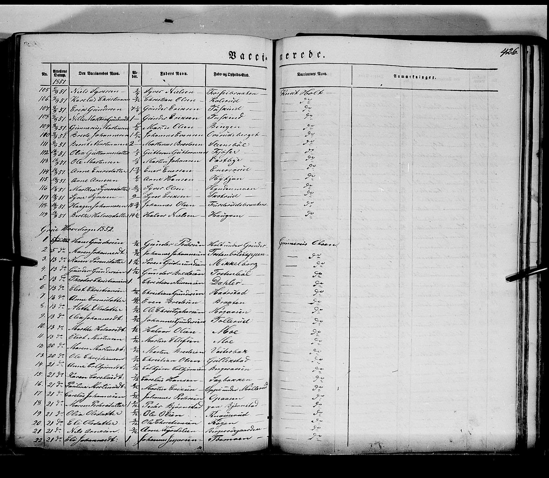 Grue prestekontor, SAH/PREST-036/H/Ha/Haa/L0008: Parish register (official) no. 8, 1847-1858, p. 426