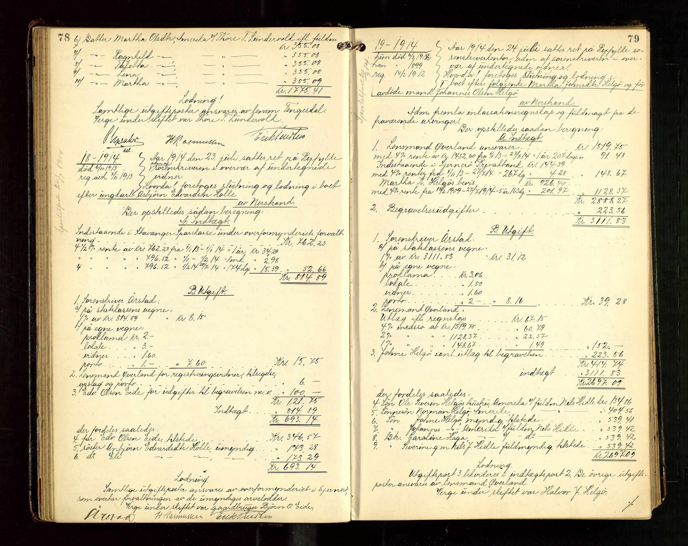 Ryfylke tingrett, AV/SAST-A-100055/001/IV/IVG/L0004: Skifteutlodningsprotokoll Med register, 1912-1918, p. 78-79