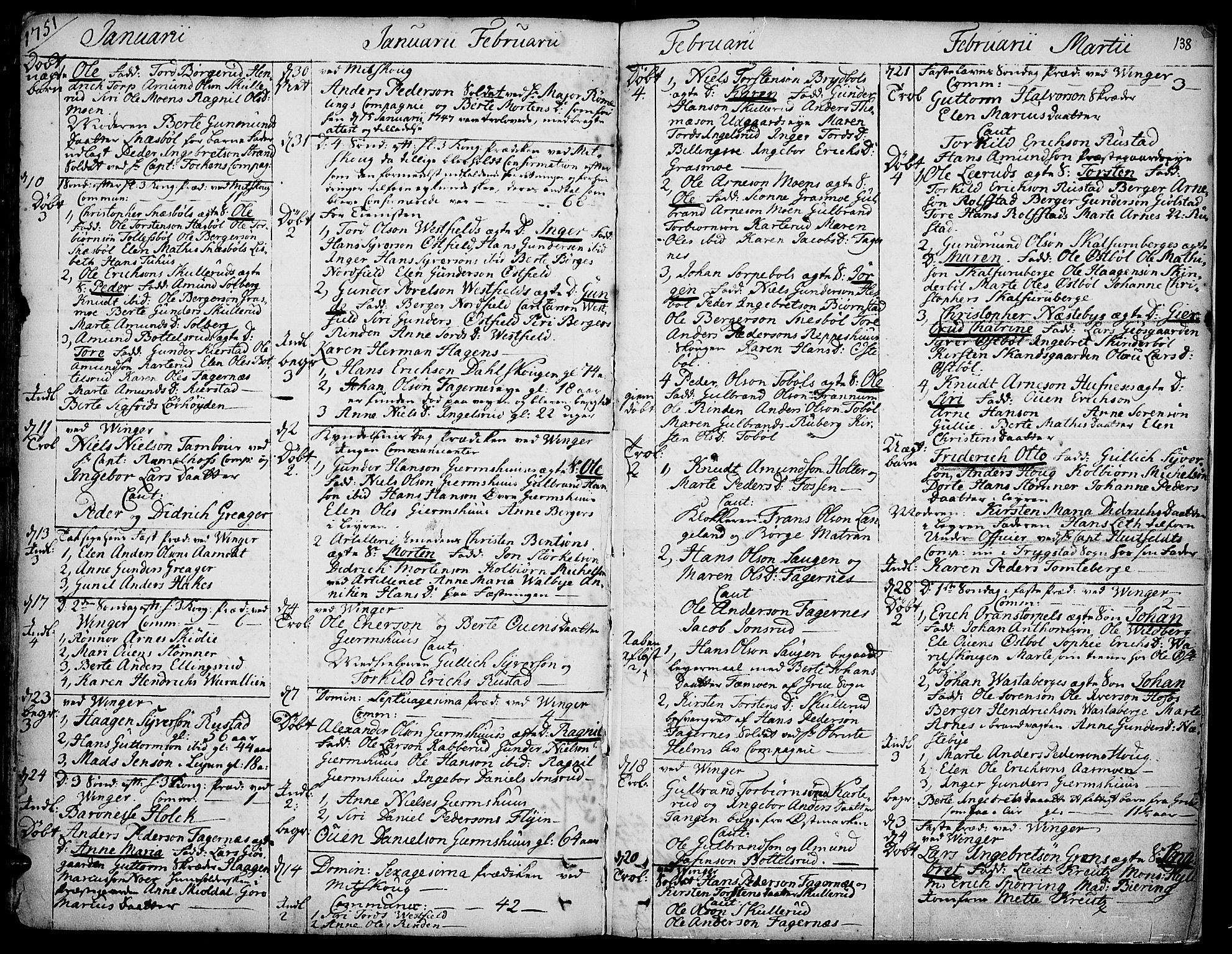 Vinger prestekontor, SAH/PREST-024/H/Ha/Haa/L0002: Parish register (official) no. 2, 1730-1751, p. 138