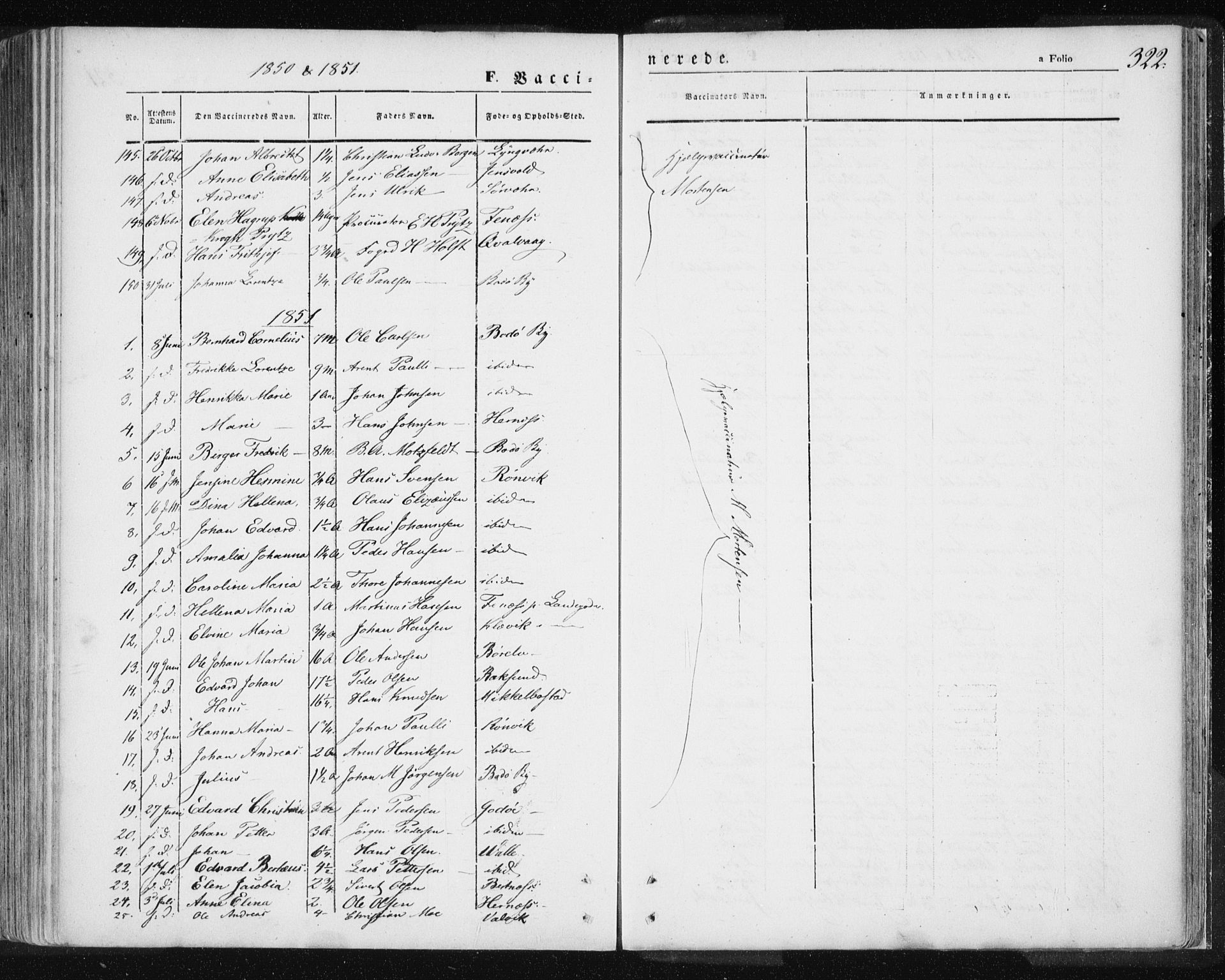 Ministerialprotokoller, klokkerbøker og fødselsregistre - Nordland, SAT/A-1459/801/L0007: Parish register (official) no. 801A07, 1845-1863, p. 322