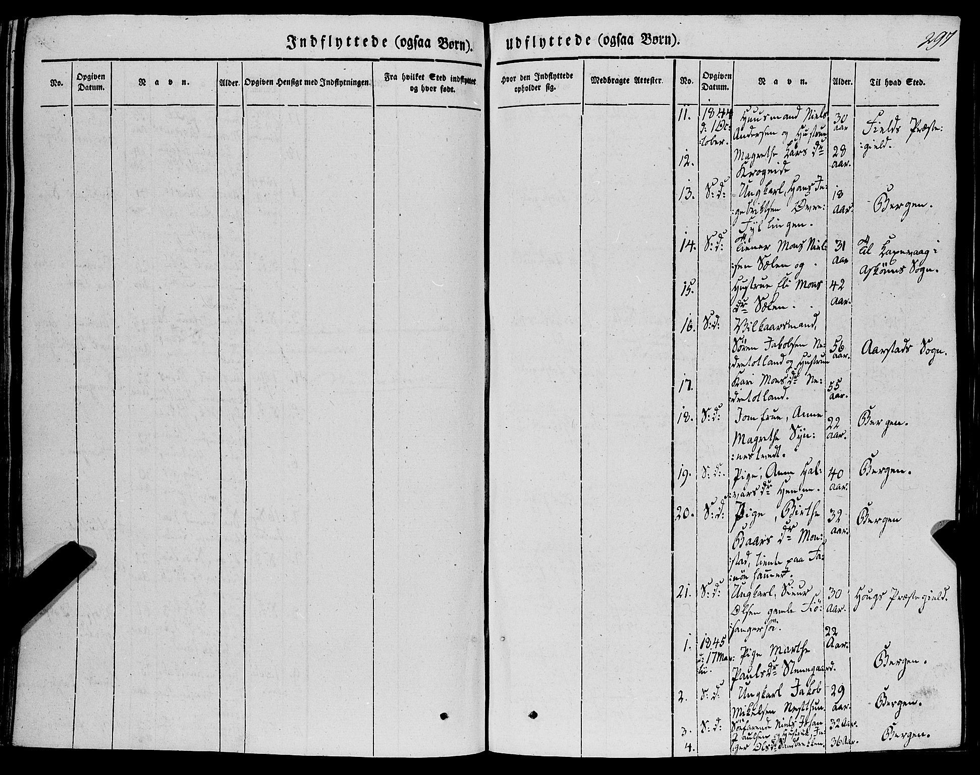 Fana Sokneprestembete, SAB/A-75101/H/Haa/Haaa/L0008: Parish register (official) no. A 8, 1829-1851, p. 297