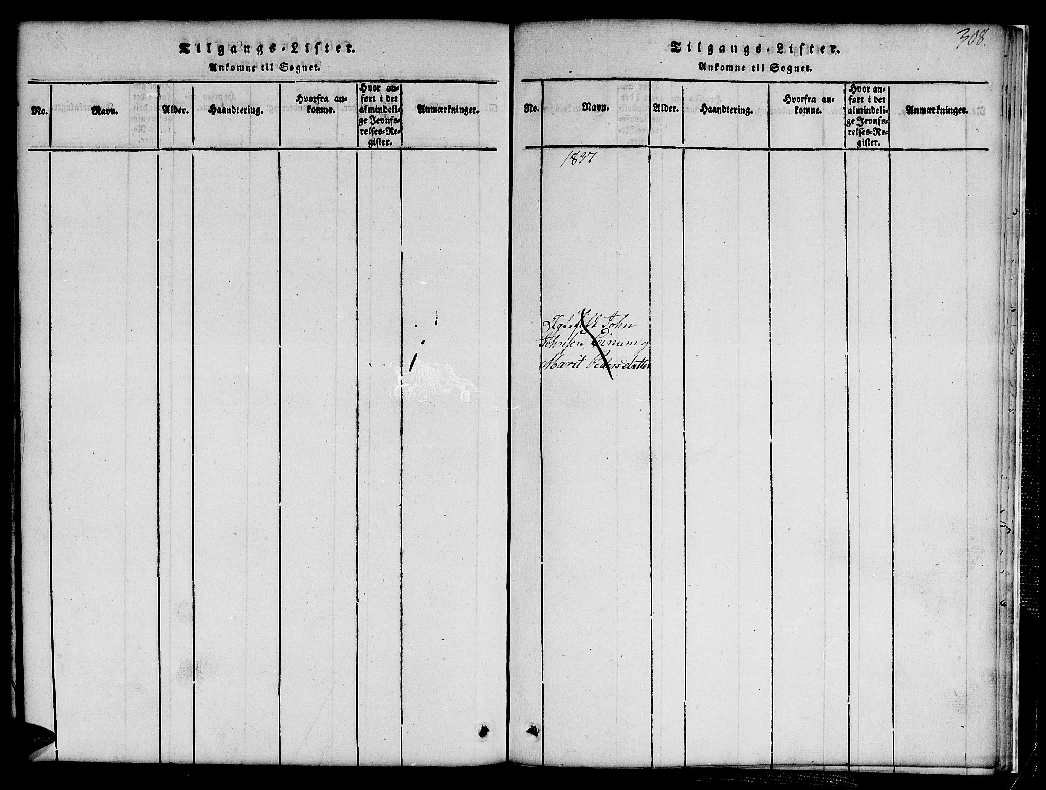 Ministerialprotokoller, klokkerbøker og fødselsregistre - Sør-Trøndelag, SAT/A-1456/691/L1092: Parish register (copy) no. 691C03, 1816-1852, p. 308