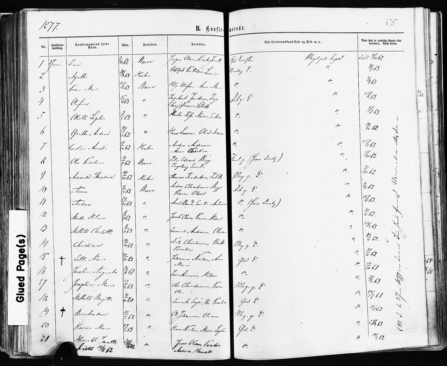 Borre kirkebøker, AV/SAKO-A-338/F/Fa/L0008: Parish register (official) no. I 8, 1868-1877, p. 175