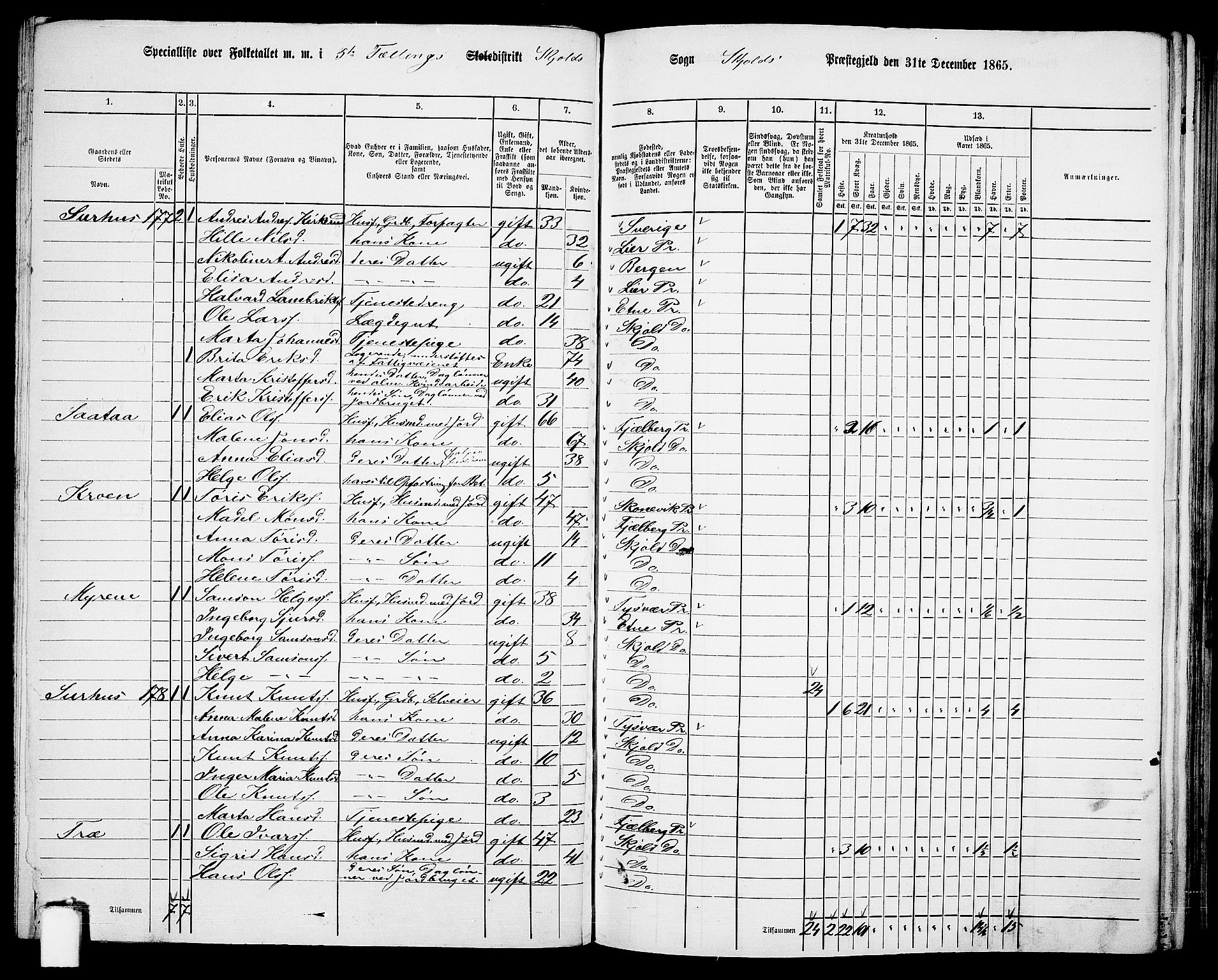 RA, 1865 census for Skjold, 1865, p. 81