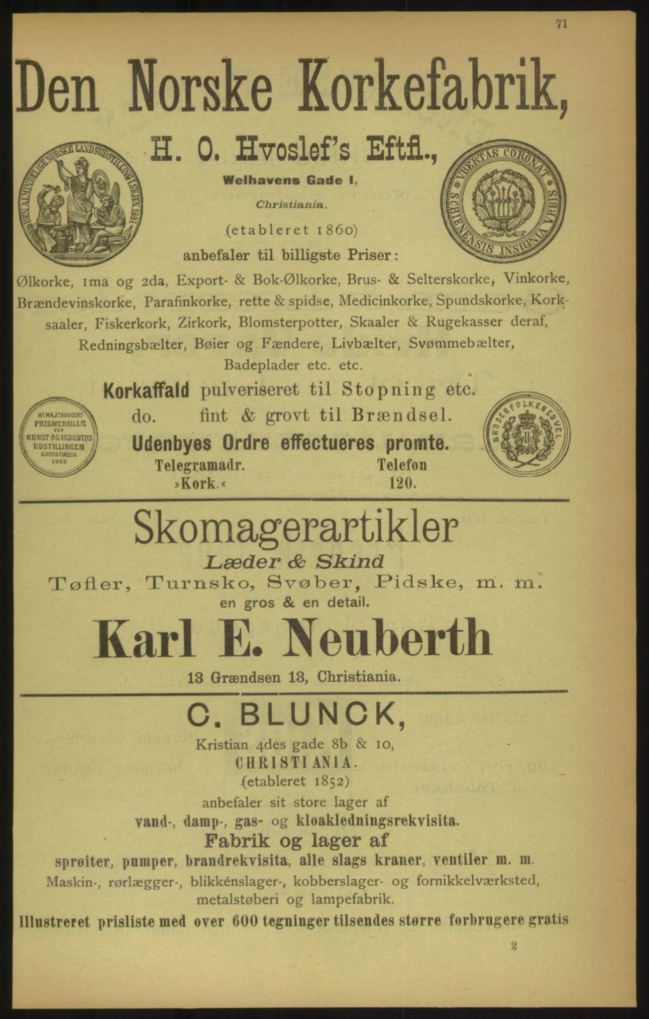 Kristiania/Oslo adressebok, PUBL/-, 1900, p. 71