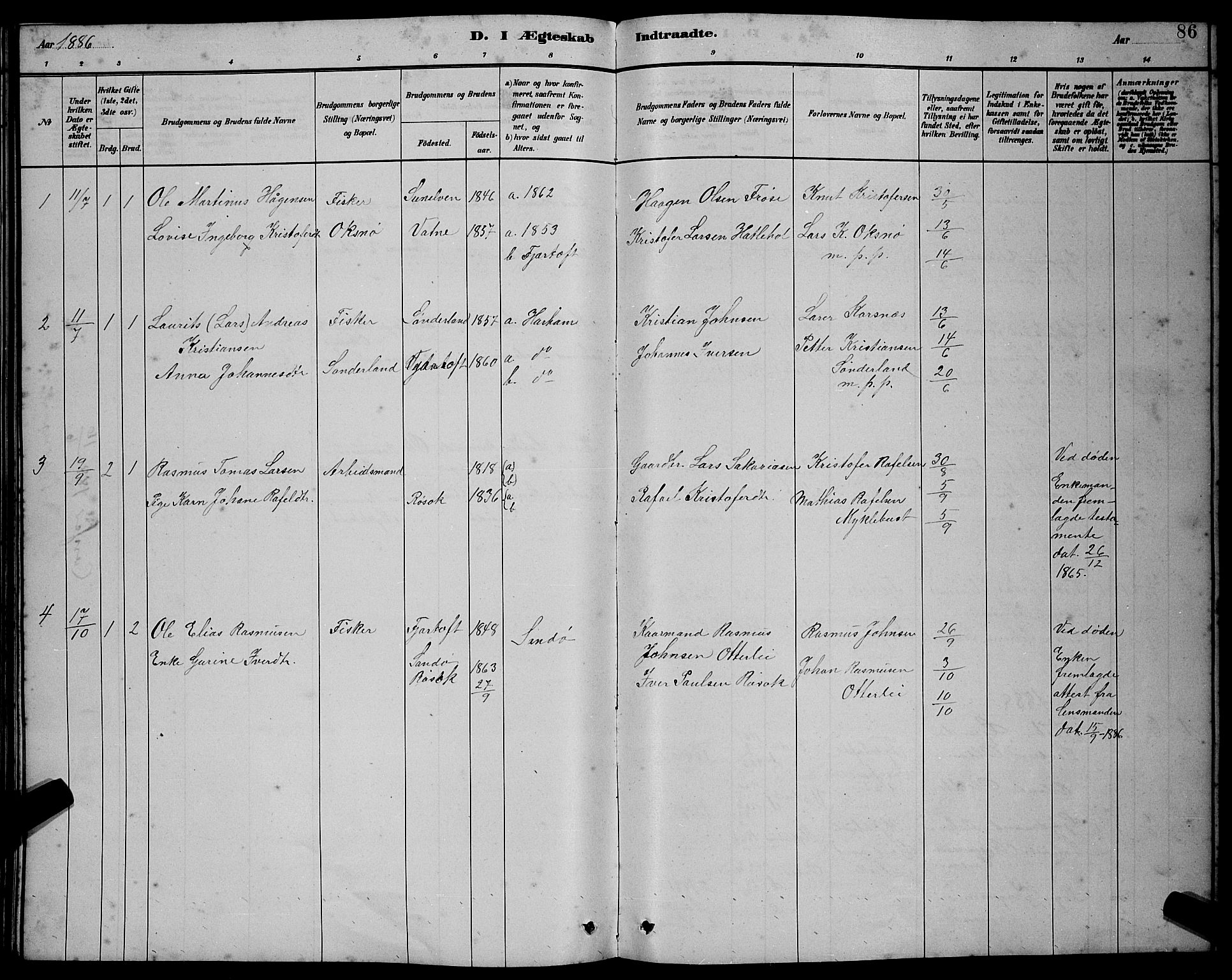 Ministerialprotokoller, klokkerbøker og fødselsregistre - Møre og Romsdal, SAT/A-1454/538/L0523: Parish register (copy) no. 538C01, 1881-1900, p. 86