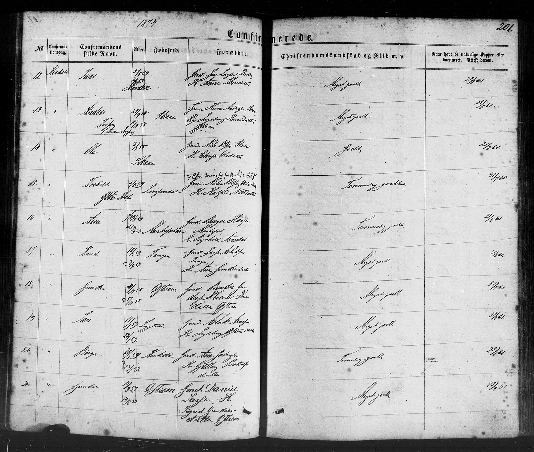 Lavik sokneprestembete, AV/SAB-A-80901: Parish register (official) no. A 4, 1864-1881, p. 201