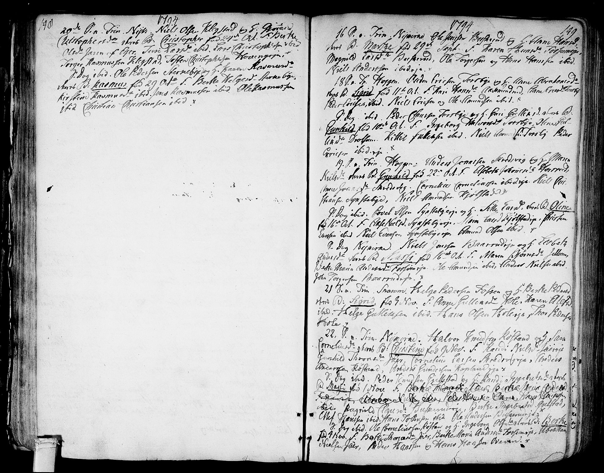 Modum kirkebøker, AV/SAKO-A-234/F/Fa/L0003: Parish register (official) no. 3, 1783-1819, p. 148-149