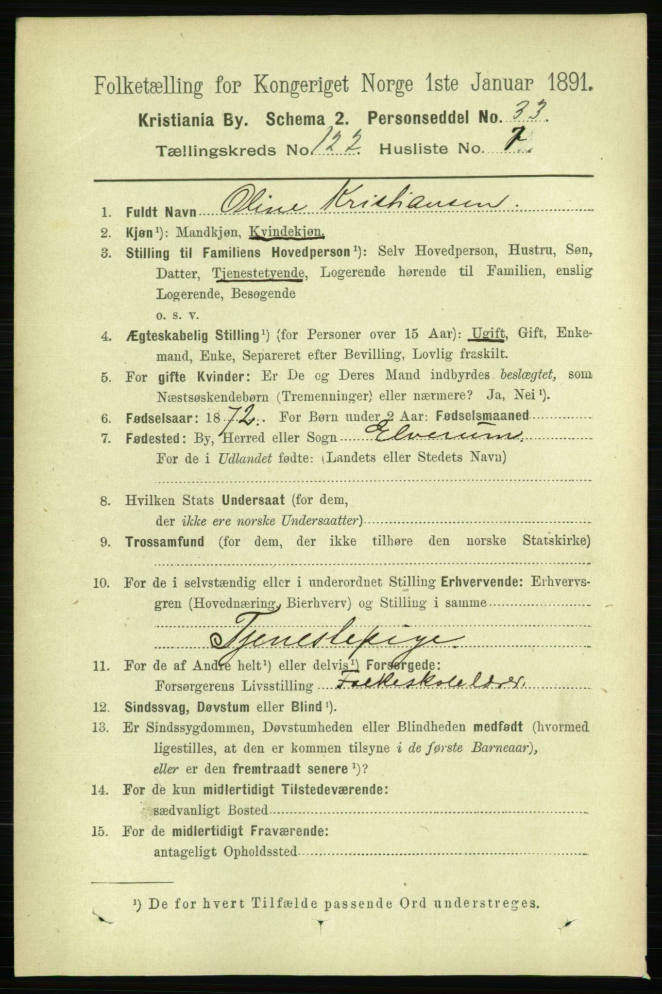 RA, 1891 census for 0301 Kristiania, 1891, p. 64926