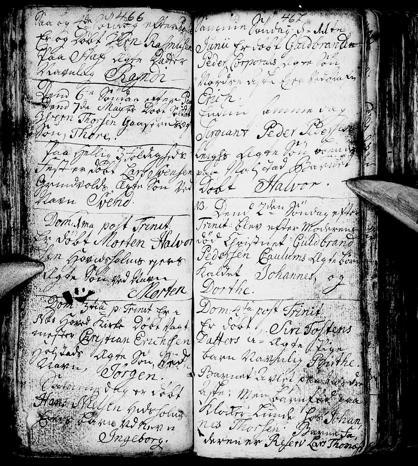 Nes prestekontor, Hedmark, AV/SAH-PREST-020/L/La/L0001: Parish register (copy) no. 1, 1663-1784, p. 466-467