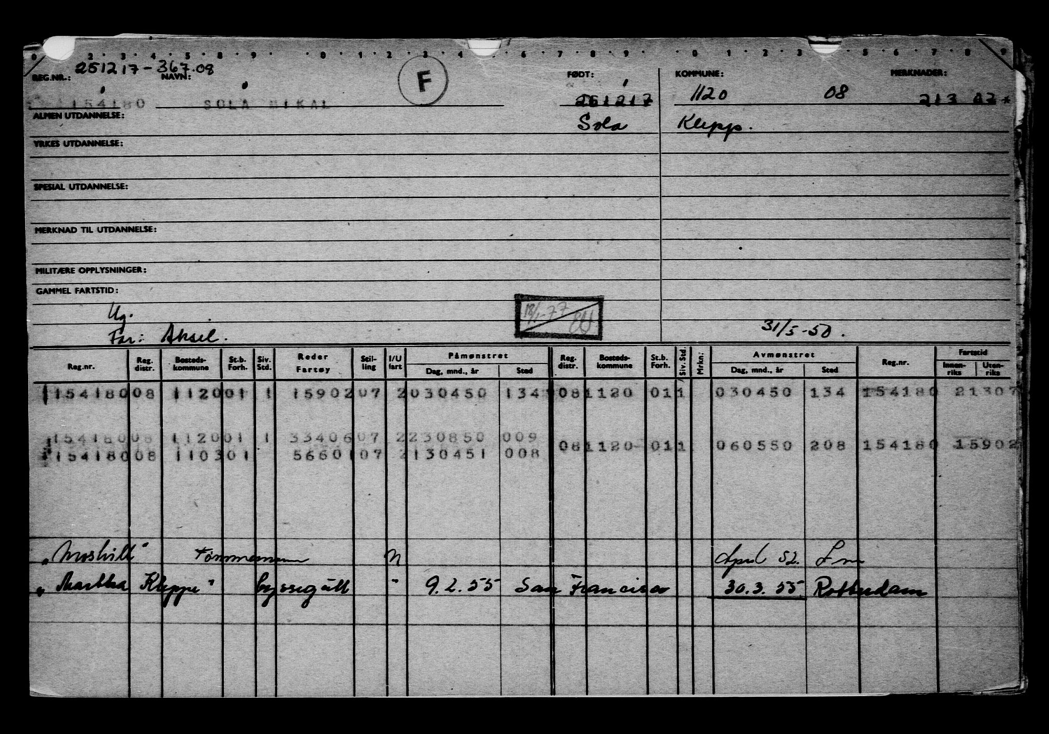 Direktoratet for sjømenn, AV/RA-S-3545/G/Gb/L0154: Hovedkort, 1917-1918, p. 211