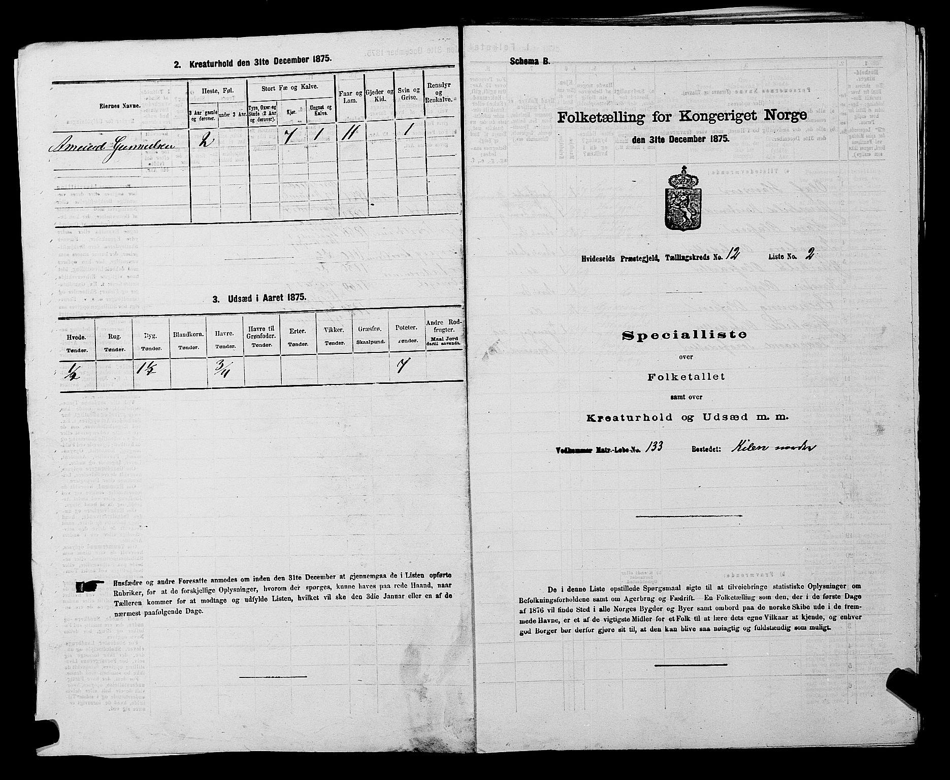 SAKO, 1875 census for 0829P Kviteseid, 1875, p. 956