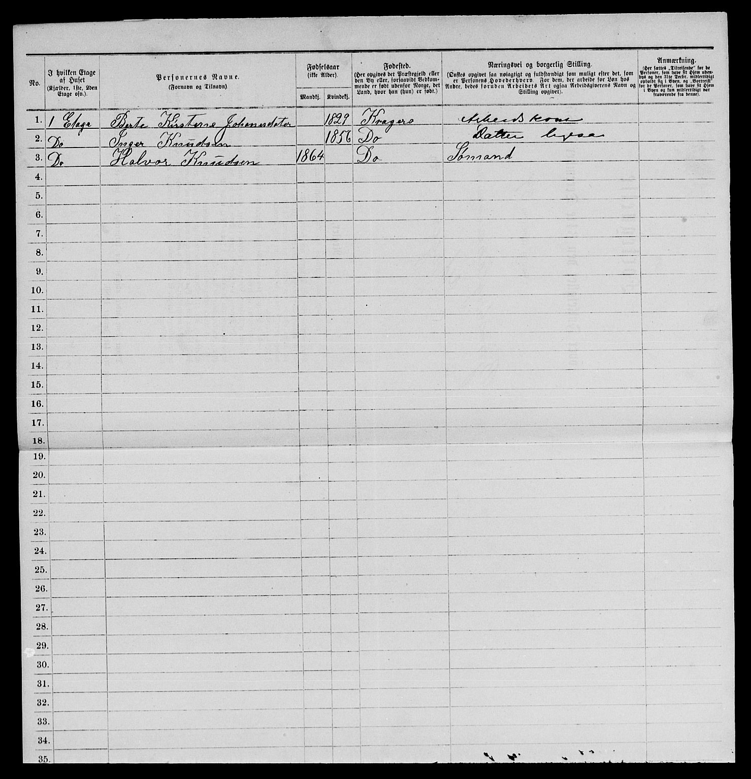 SAKO, 1885 census for 0801 Kragerø, 1885, p. 959