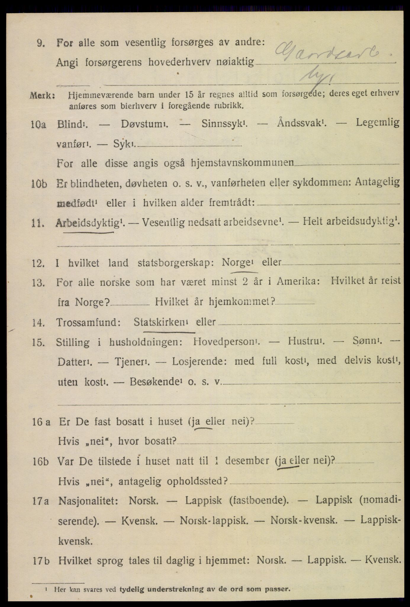 SAT, 1920 census for Vikna, 1920, p. 4630