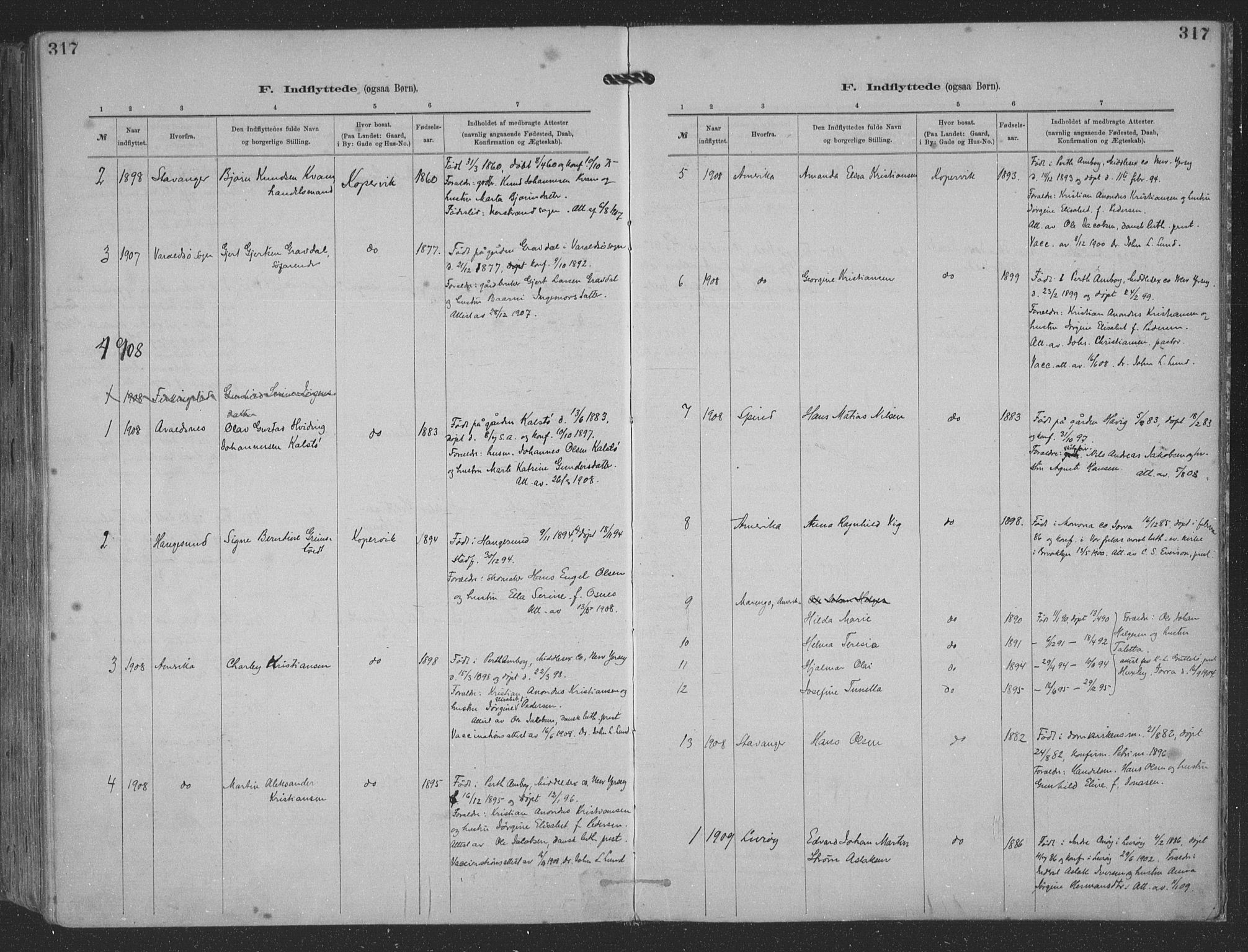 Kopervik sokneprestkontor, SAST/A-101850/H/Ha/Haa/L0001: Parish register (official) no. A 1, 1880-1919, p. 317
