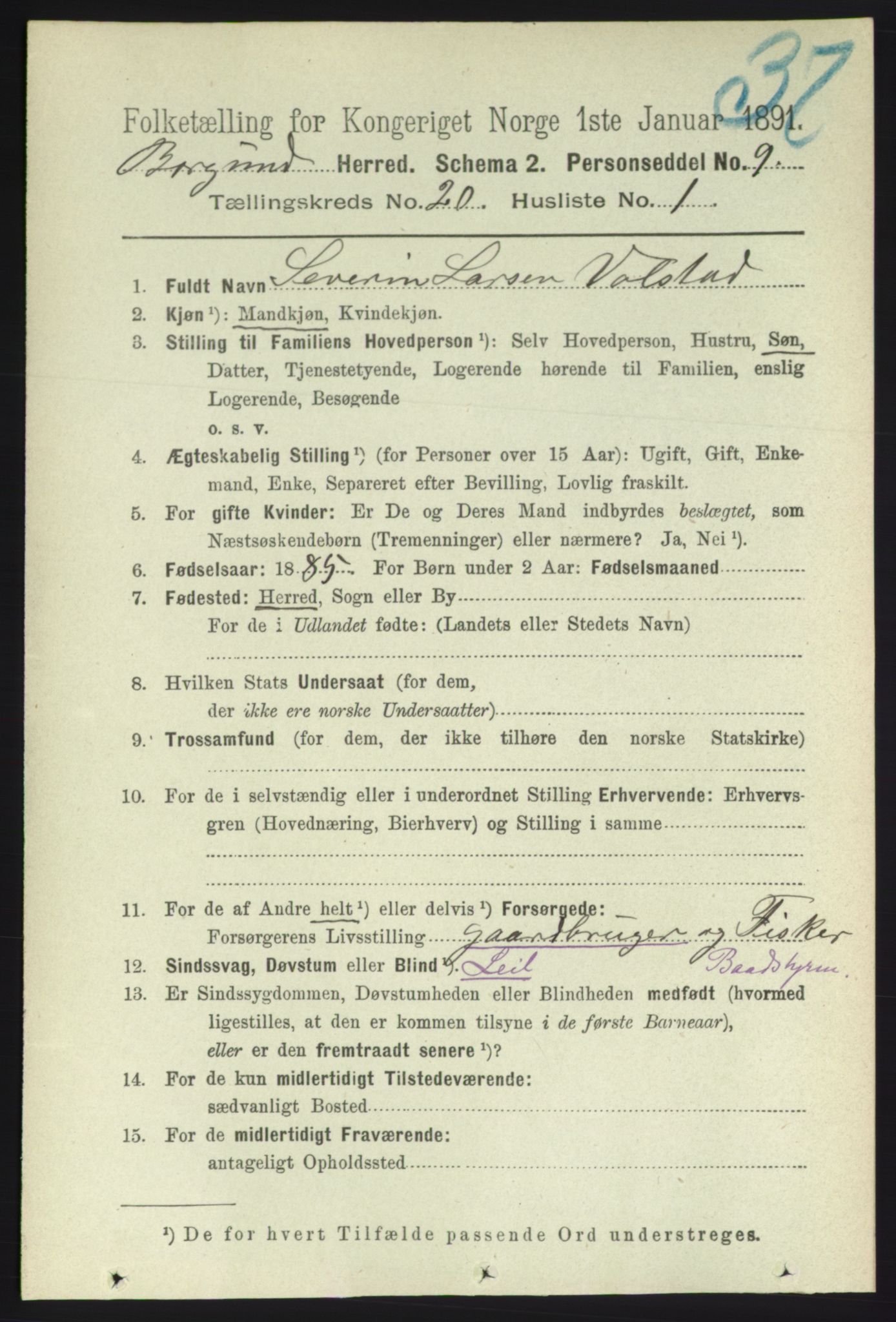 RA, 1891 census for 1531 Borgund, 1891, p. 6118