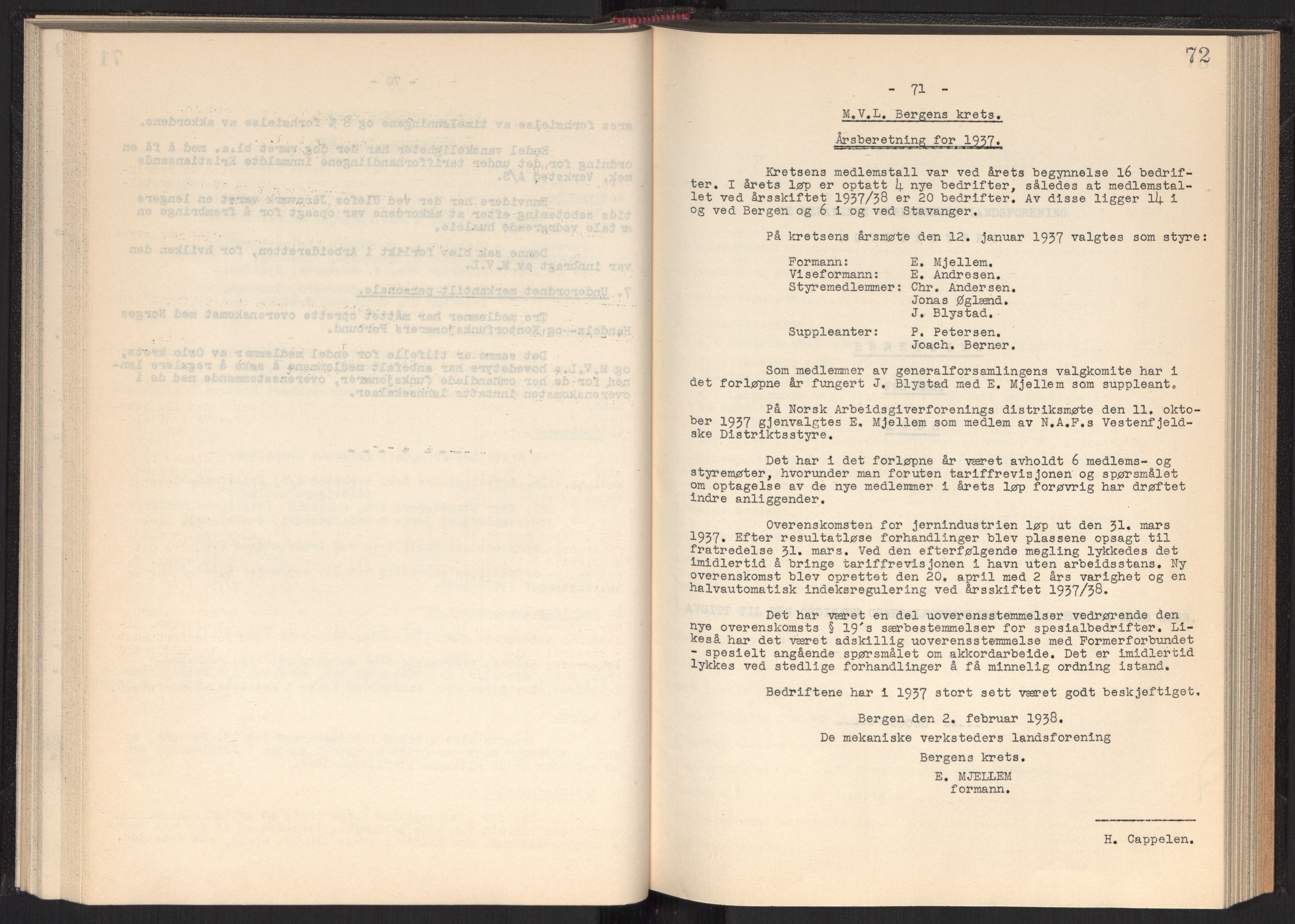 Teknologibedriftenes Landsforening TBL, RA/PA-1700/A/Ad/L0006: Årsberetning med register, 1937-1943, p. 72