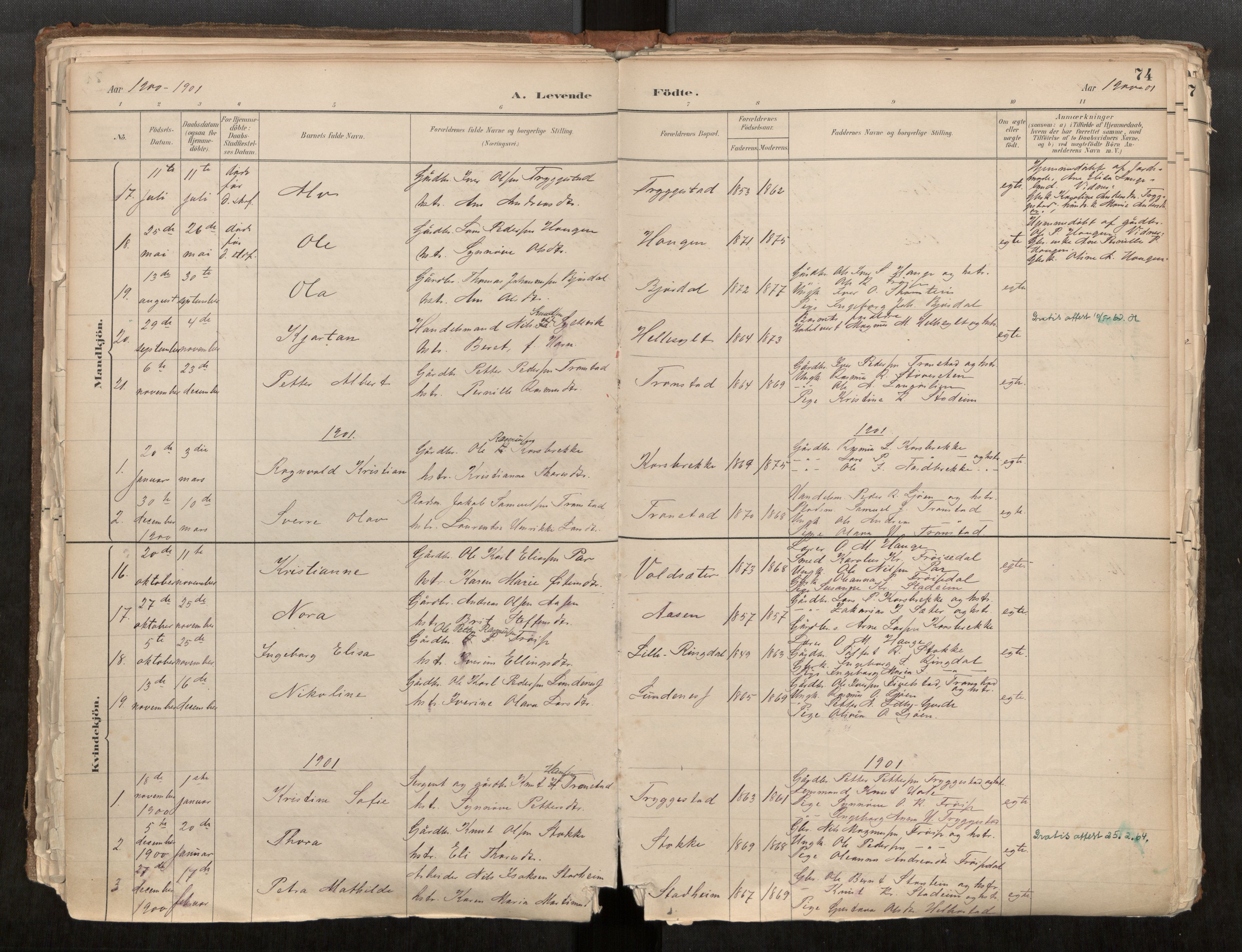 Sunnylven sokneprestkontor, SAT/A-1007: Parish register (official) no. 517A08, 1882-1939, p. 74