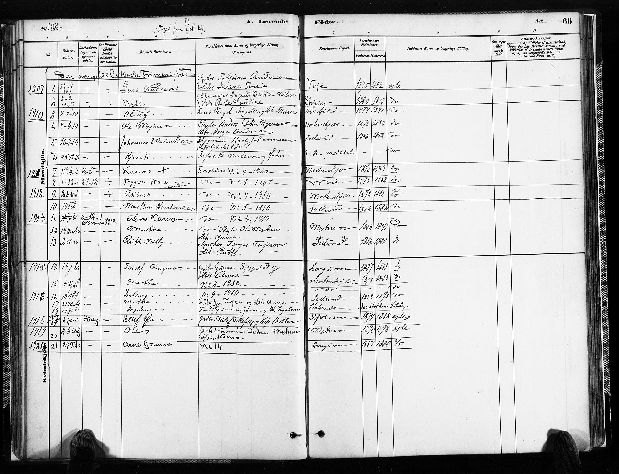 Austre Moland sokneprestkontor, SAK/1111-0001/F/Fa/Faa/L0010: Parish register (official) no. A 10, 1880-1904, p. 66