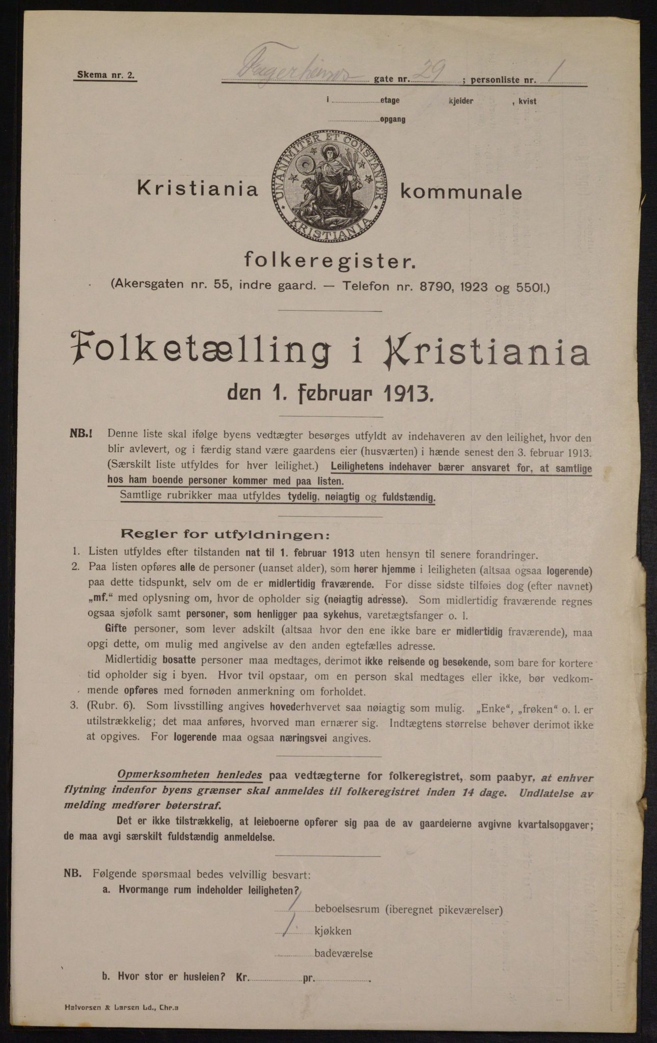 OBA, Municipal Census 1913 for Kristiania, 1913, p. 23285