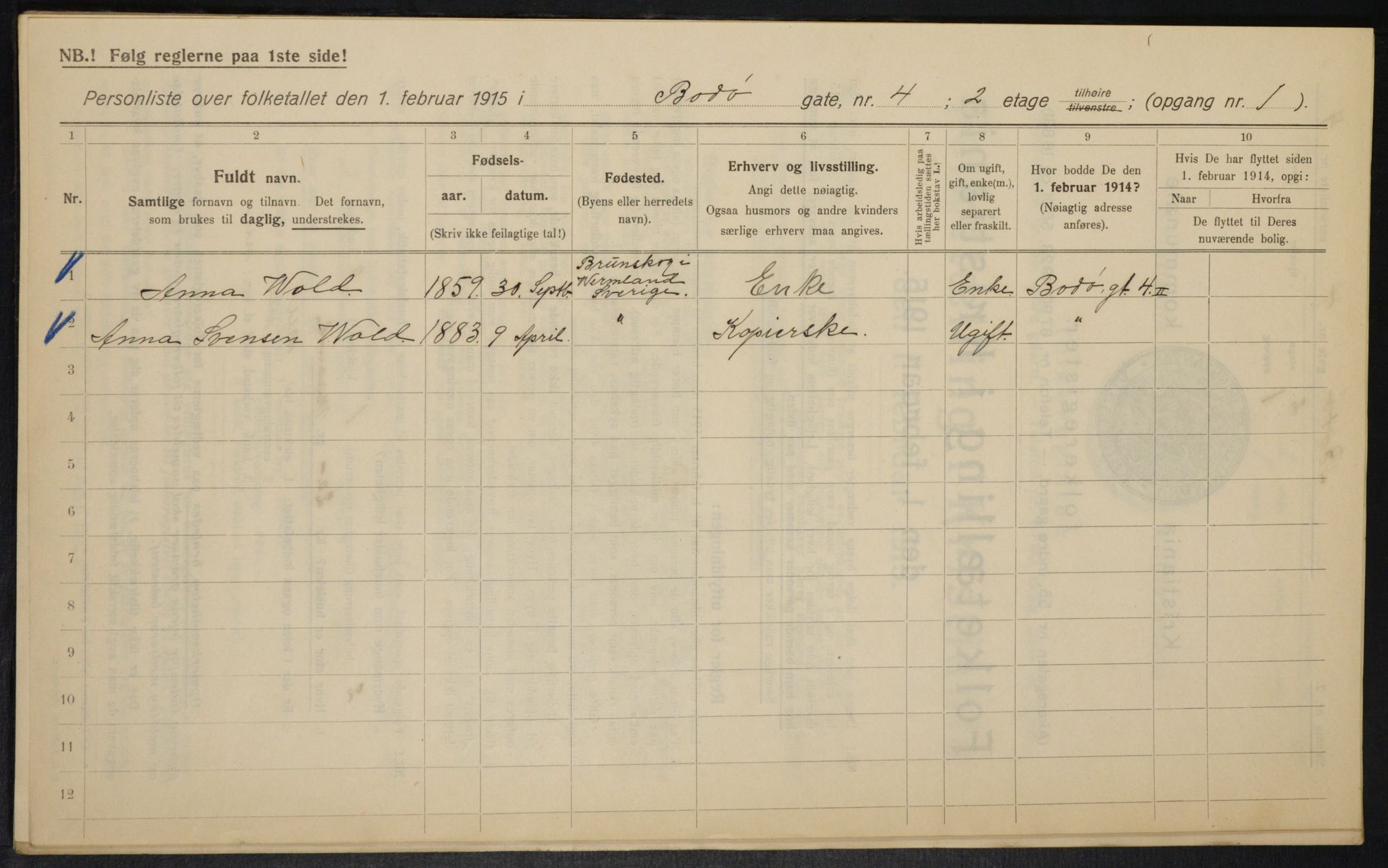 OBA, Municipal Census 1915 for Kristiania, 1915, p. 6742