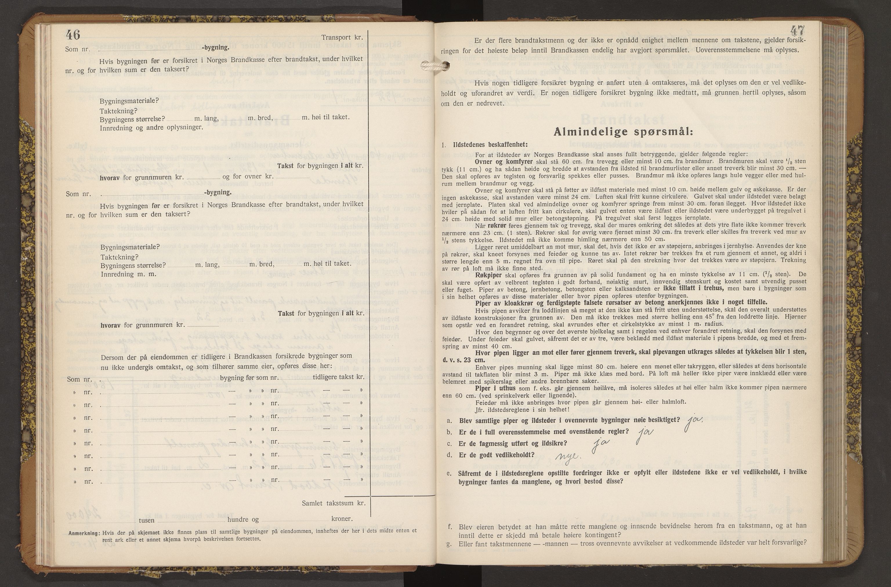 Norges Brannkasse Strinda, AV/SAT-A-5516/Fb/L0009: Branntakstprotokoll, 1940-1946, p. 46-47