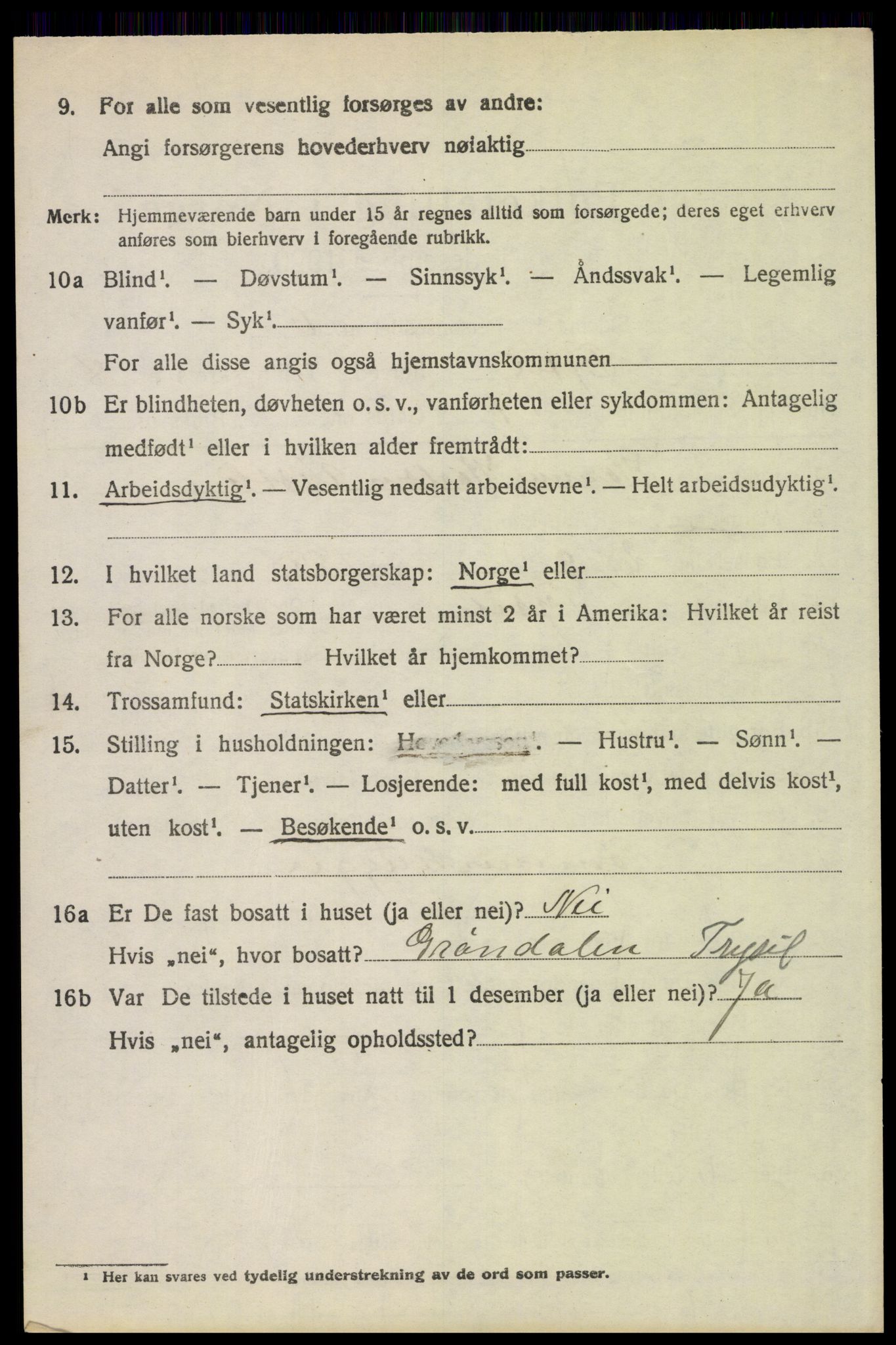 SAH, 1920 census for Trysil, 1920, p. 6232