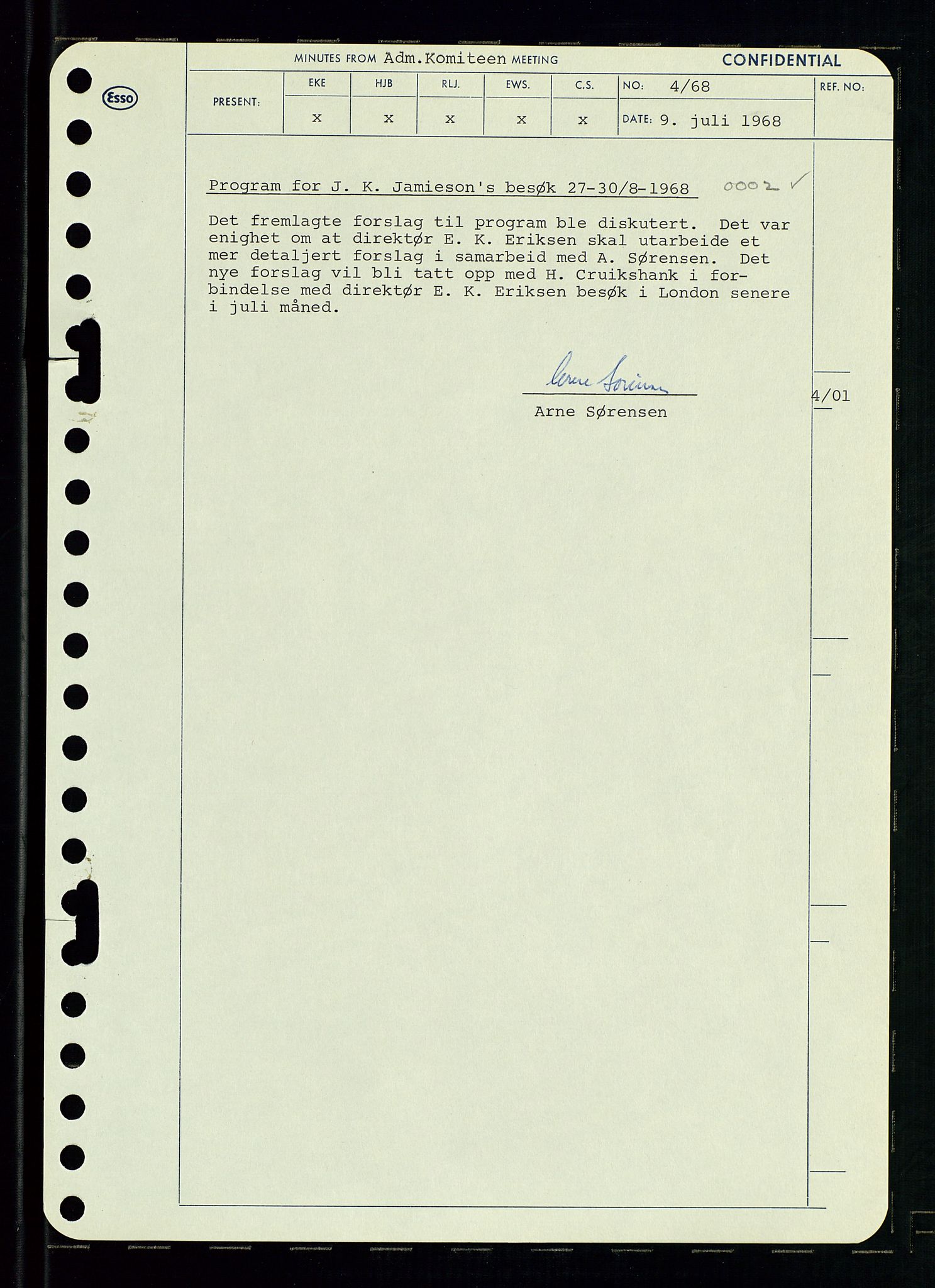 Pa 0982 - Esso Norge A/S, AV/SAST-A-100448/A/Aa/L0002/0004: Den administrerende direksjon Board minutes (styrereferater) / Den administrerende direksjon Board minutes (styrereferater), 1968, p. 79