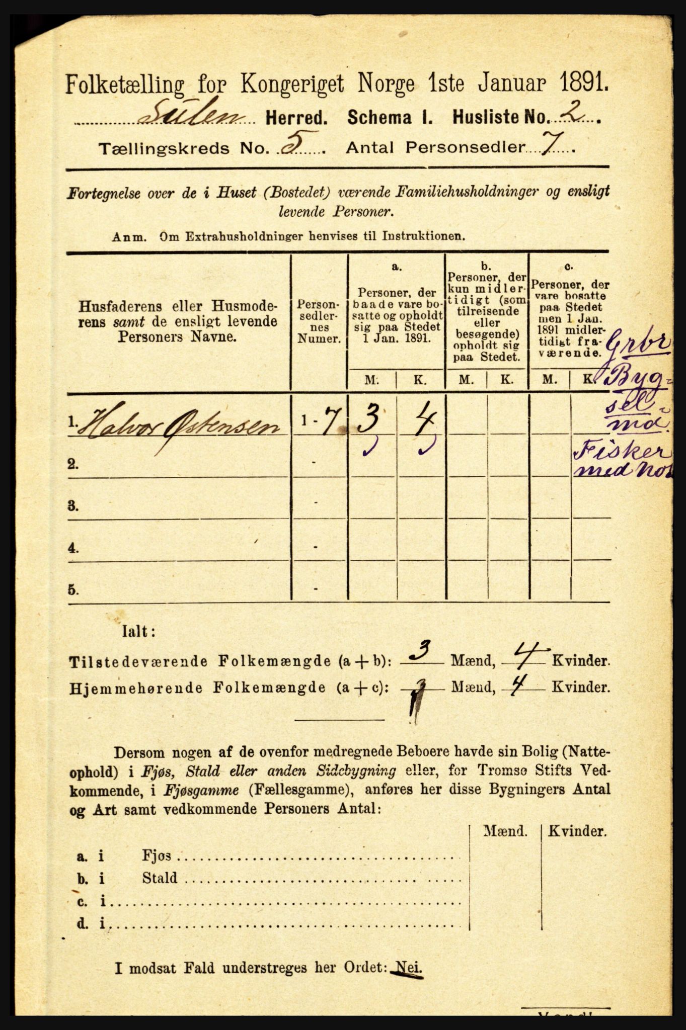 RA, 1891 census for 1412 Solund, 1891, p. 1936