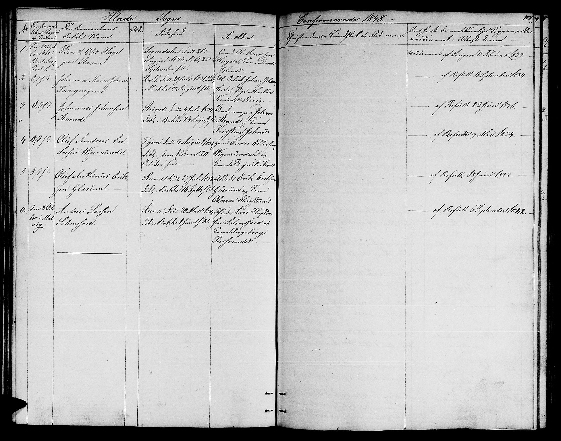 Ministerialprotokoller, klokkerbøker og fødselsregistre - Sør-Trøndelag, AV/SAT-A-1456/606/L0309: Parish register (copy) no. 606C05, 1841-1849, p. 107