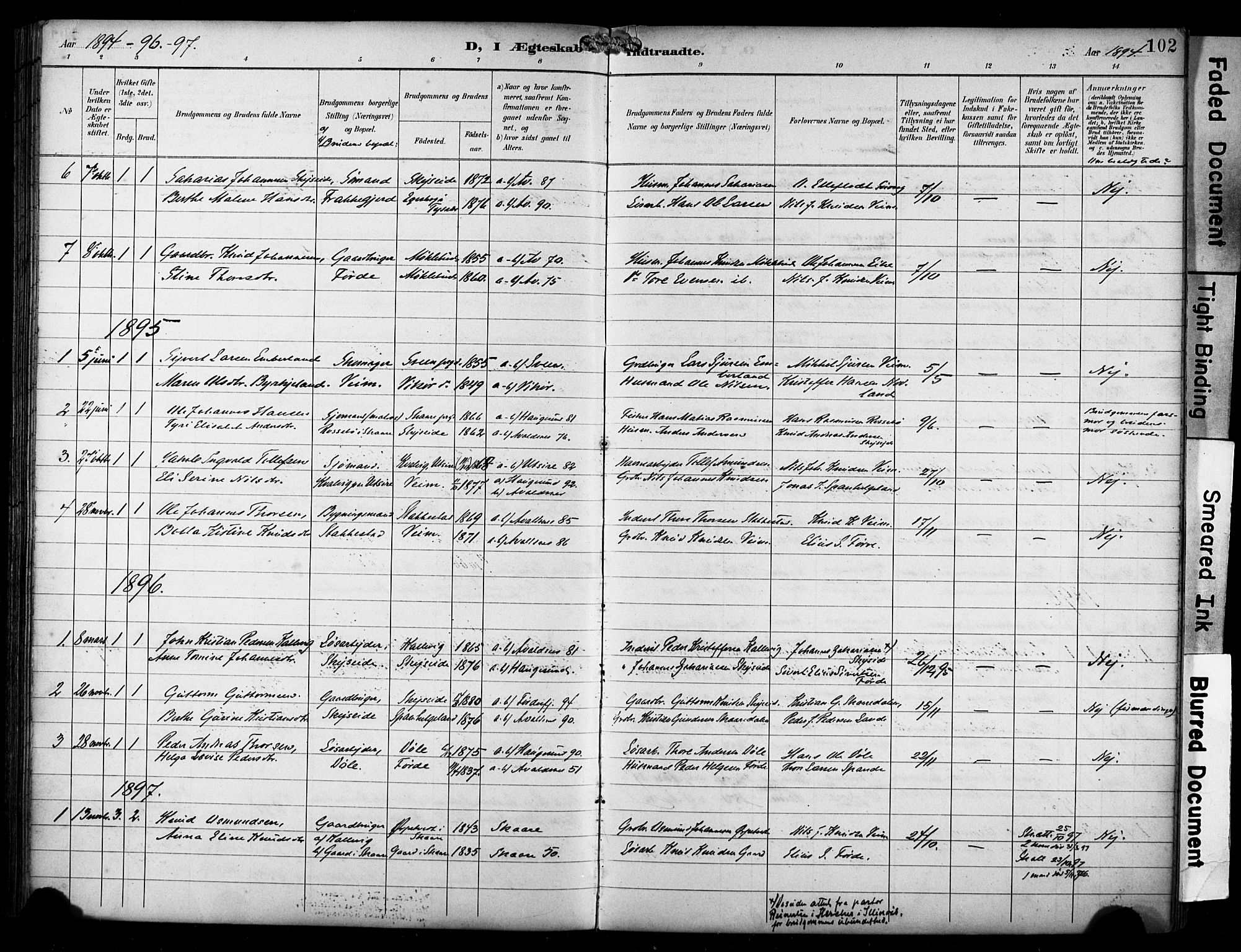 Avaldsnes sokneprestkontor, SAST/A -101851/H/Ha/Haa/L0016: Parish register (official) no. A 16, 1893-1918, p. 102