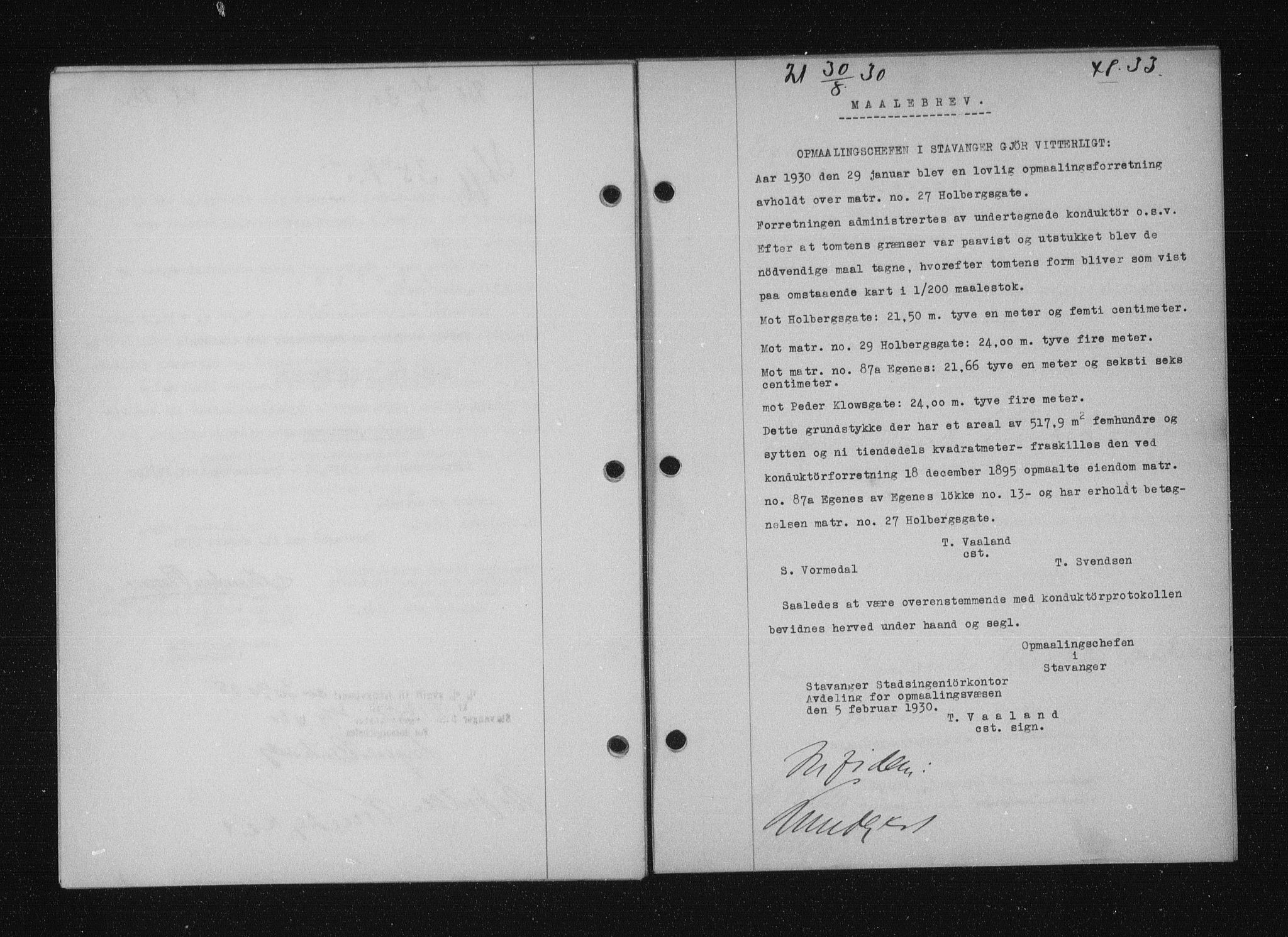 Stavanger byfogd, AV/SAST-A-101408/001/4/41/410/410BB/L0058: Mortgage book no. 48, 1930-1931, Deed date: 30.08.1930