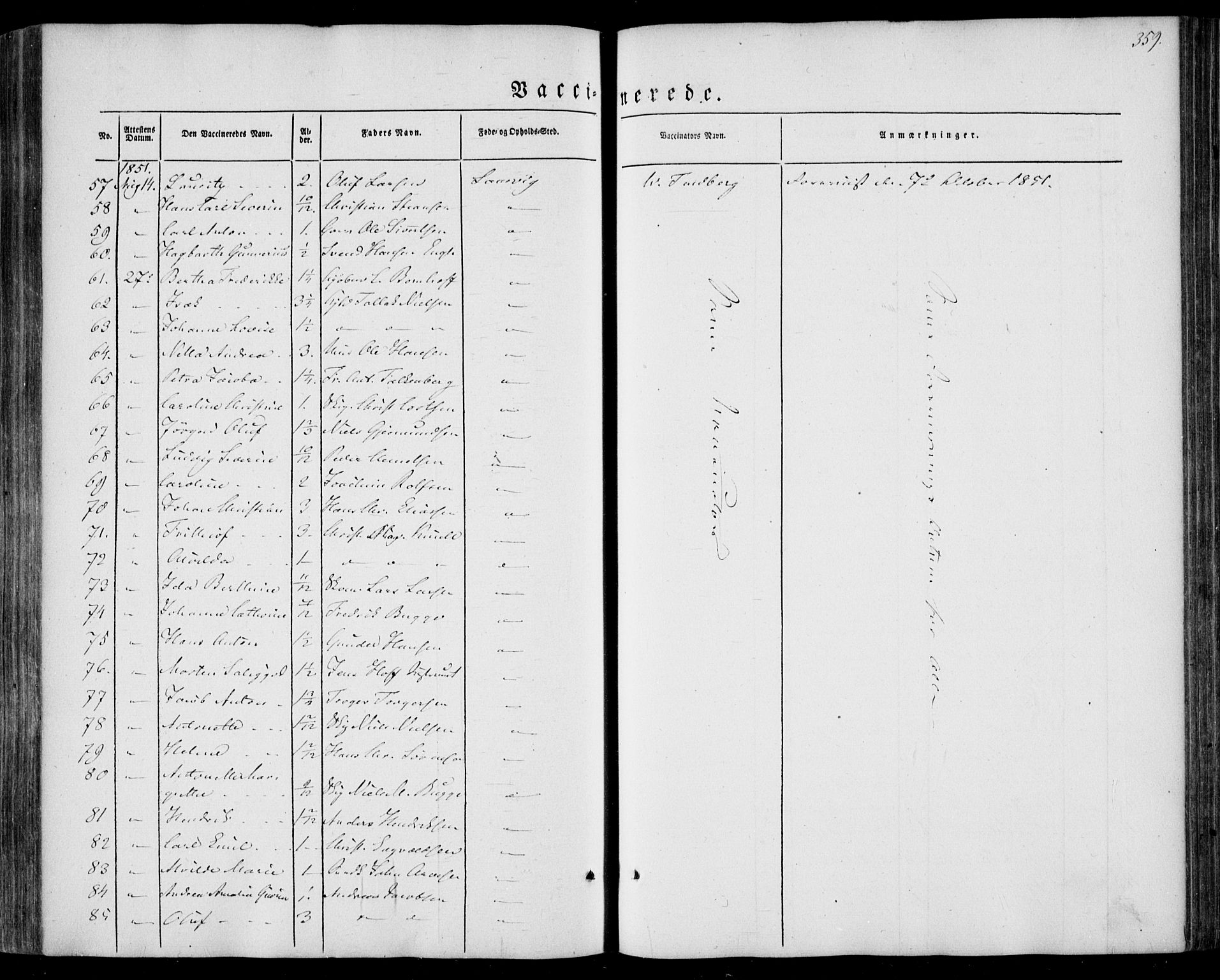 Larvik kirkebøker, AV/SAKO-A-352/F/Fa/L0003: Parish register (official) no. I 3, 1848-1856, p. 359