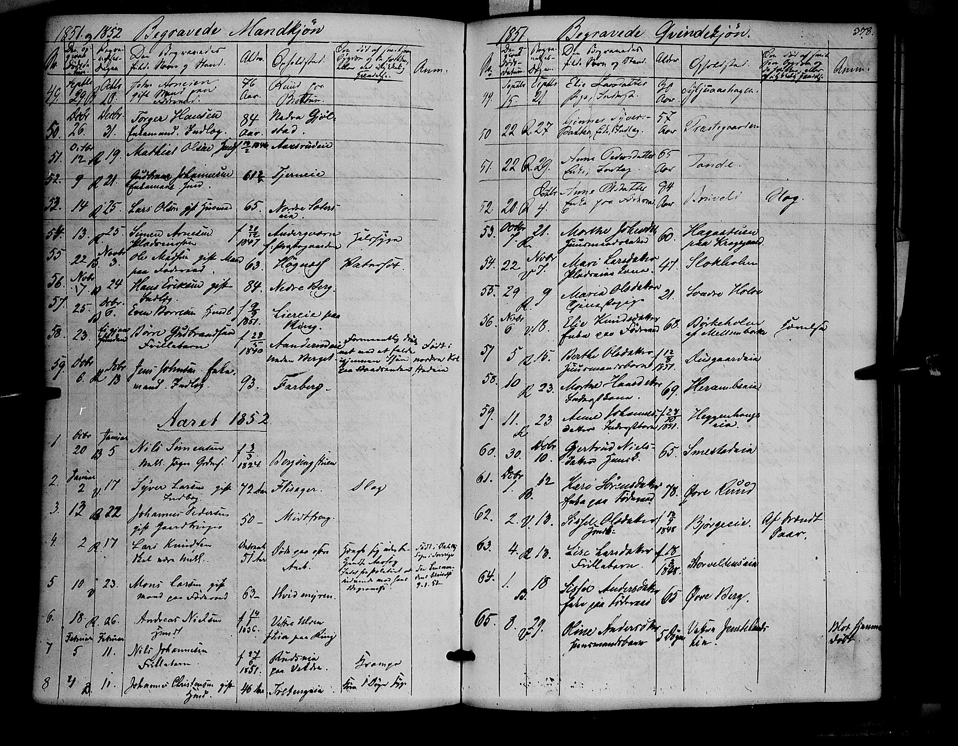 Ringsaker prestekontor, AV/SAH-PREST-014/K/Ka/L0009: Parish register (official) no. 9, 1850-1860, p. 378