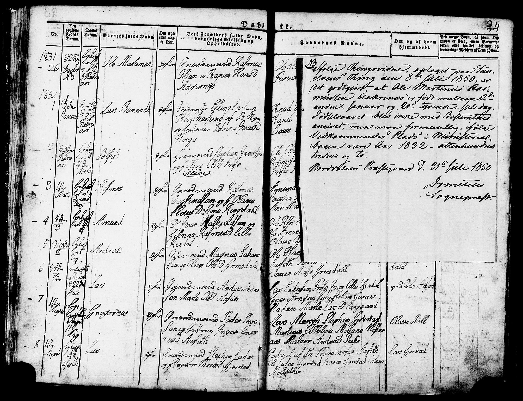 Ministerialprotokoller, klokkerbøker og fødselsregistre - Møre og Romsdal, SAT/A-1454/517/L0221: Parish register (official) no. 517A01, 1827-1858, p. 24