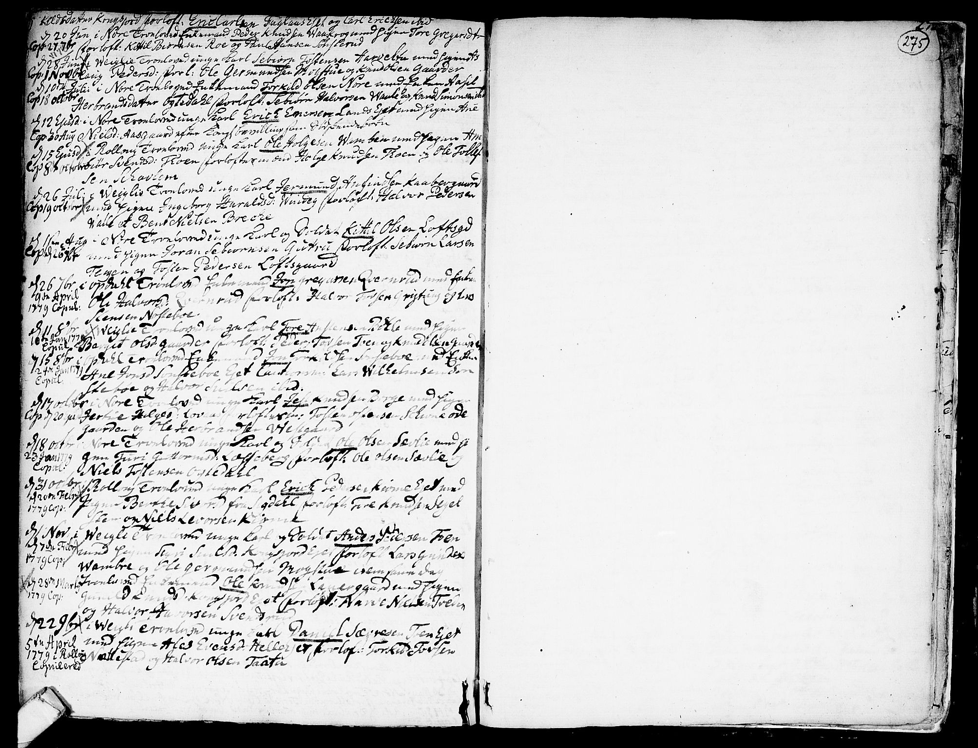 Rollag kirkebøker, SAKO/A-240/F/Fa/L0003: Parish register (official) no. I 3, 1743-1778, p. 275