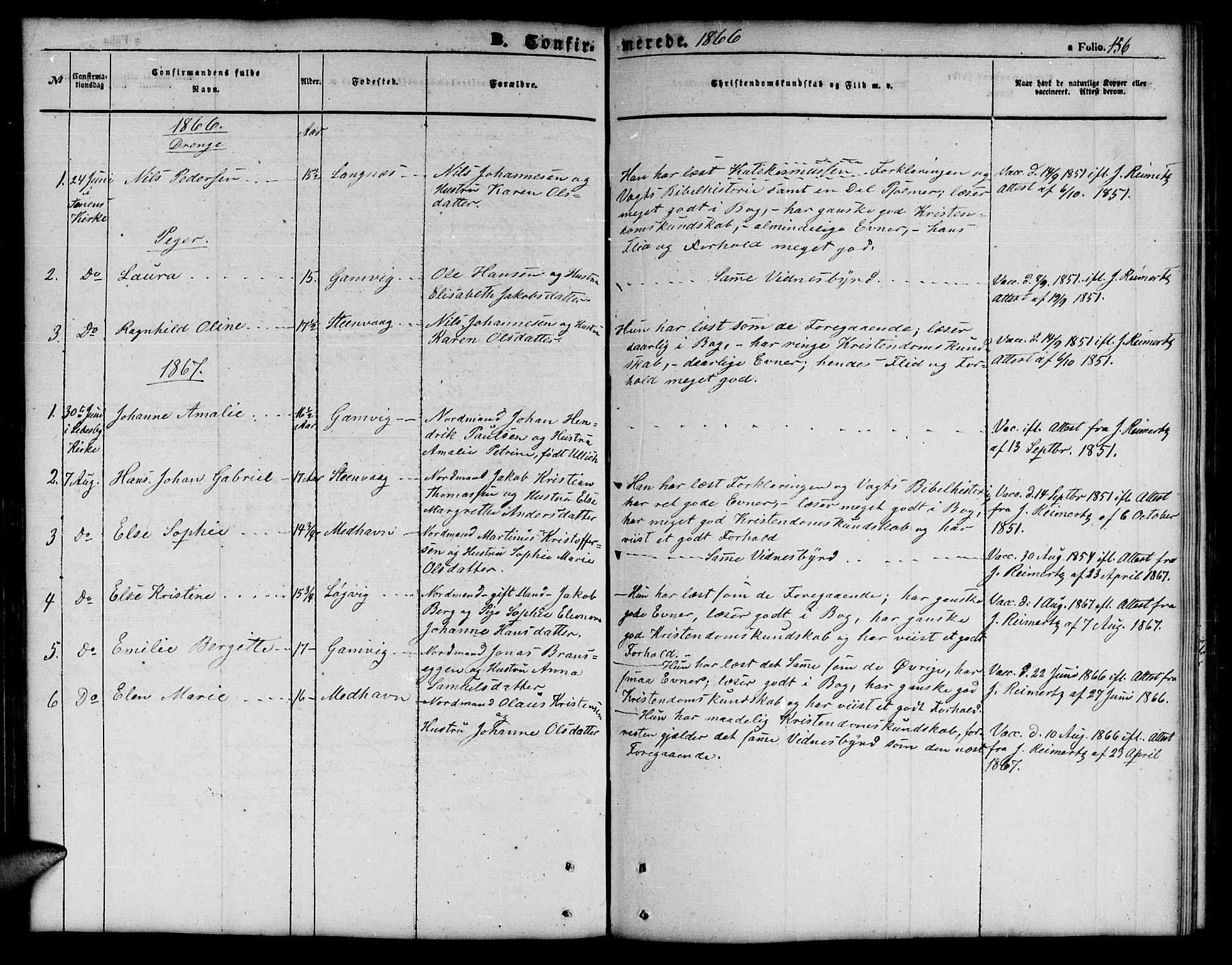 Tana sokneprestkontor, SATØ/S-1334/H/Hb/L0001klokker: Parish register (copy) no. 1 /2, 1862-1867, p. 156