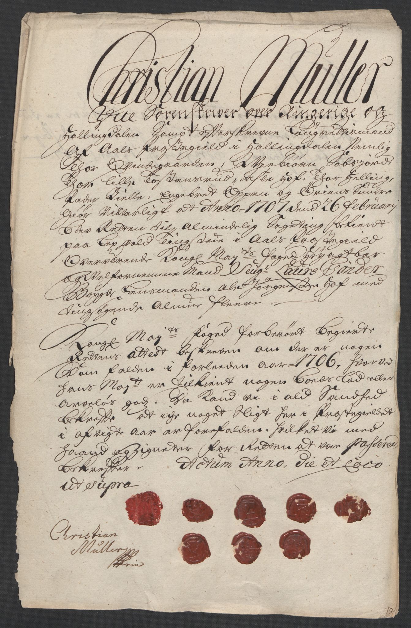 Rentekammeret inntil 1814, Reviderte regnskaper, Fogderegnskap, RA/EA-4092/R22/L1465: Fogderegnskap Ringerike, Hallingdal og Buskerud, 1706, p. 173