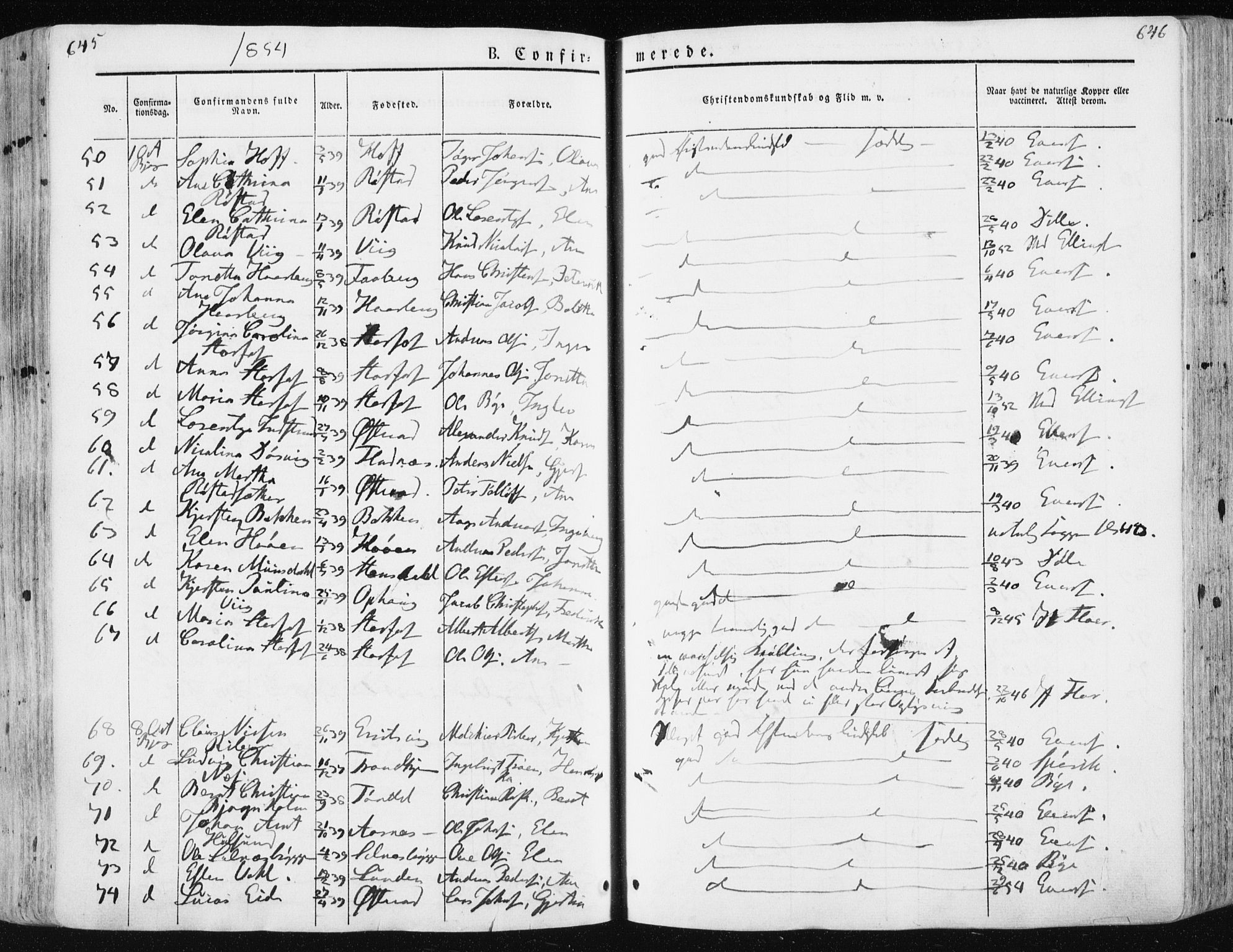 Ministerialprotokoller, klokkerbøker og fødselsregistre - Sør-Trøndelag, AV/SAT-A-1456/659/L0736: Parish register (official) no. 659A06, 1842-1856, p. 645-646