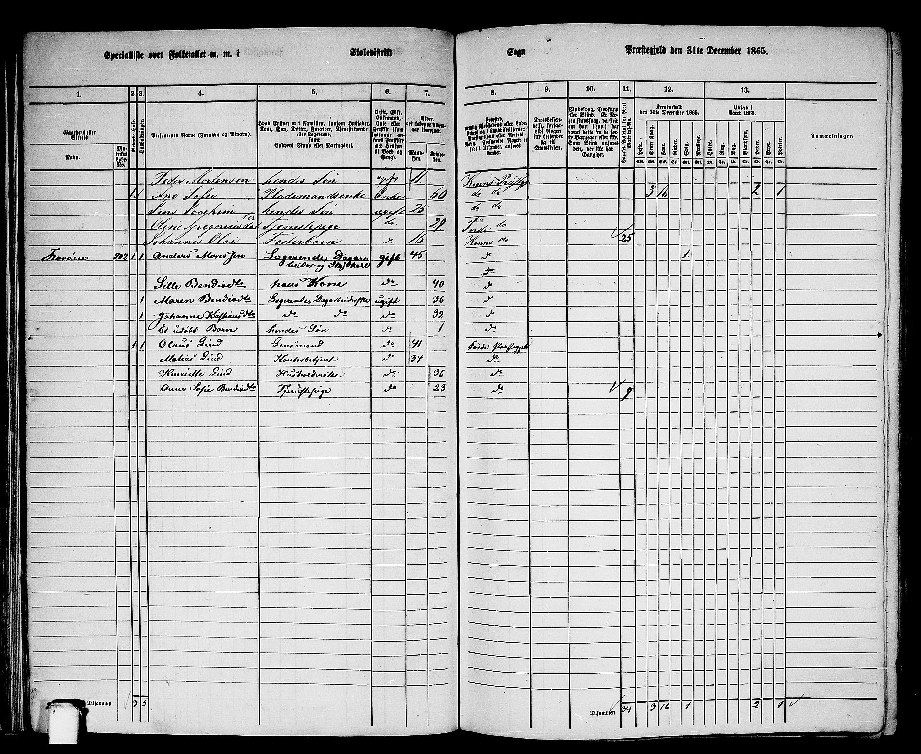 RA, 1865 census for Kinn, 1865, p. 58