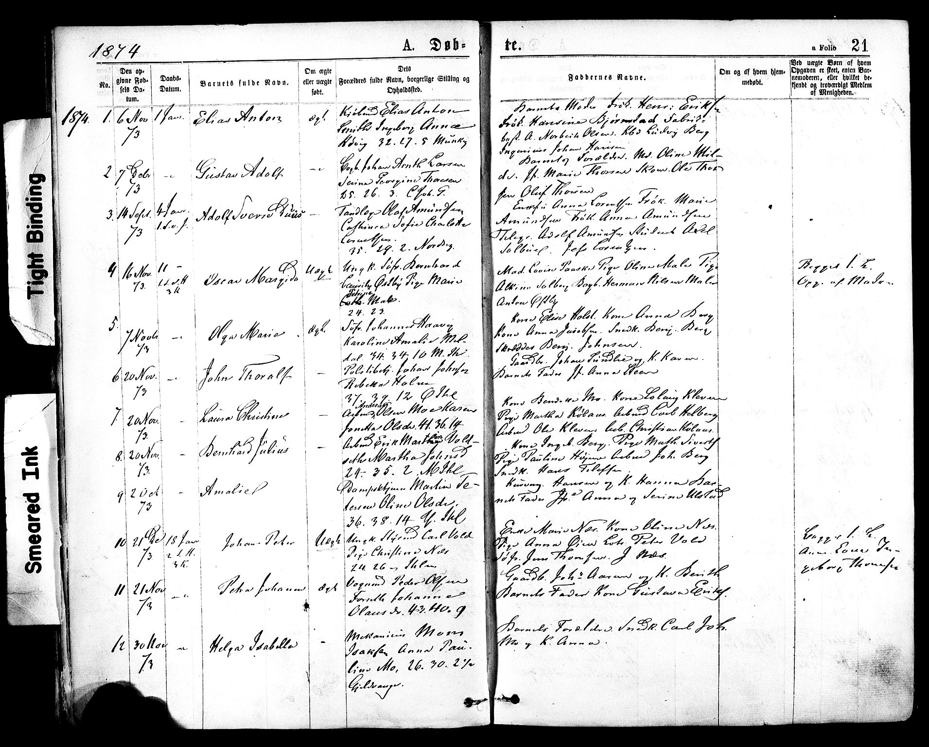 SAT, Ministerialprotokoller, klokkerbøker og fødselsregistre - Sør-Trøndelag, SAT/A-1456/602/L0118Parish register (official) no. 602A16, 1873-1879, p. 21
