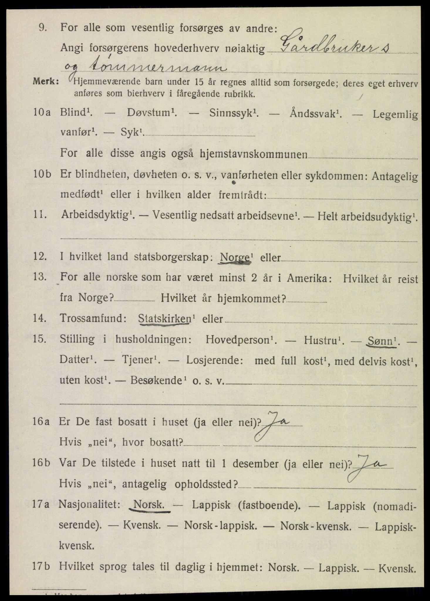 SAT, 1920 census for Vefsn, 1920, p. 6884