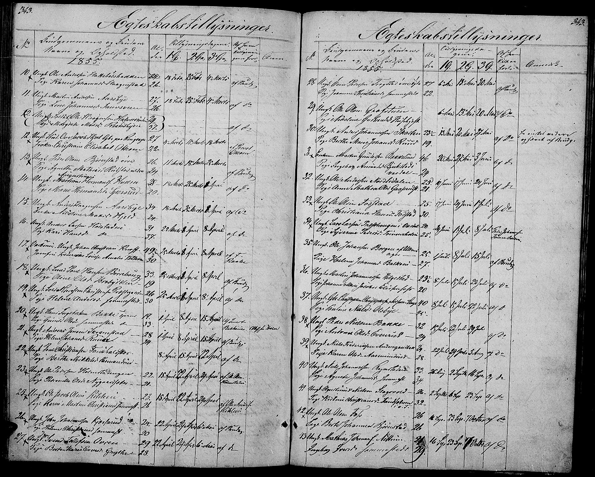 Østre Toten prestekontor, SAH/PREST-104/H/Ha/Hab/L0003: Parish register (copy) no. 3, 1848-1857, p. 343