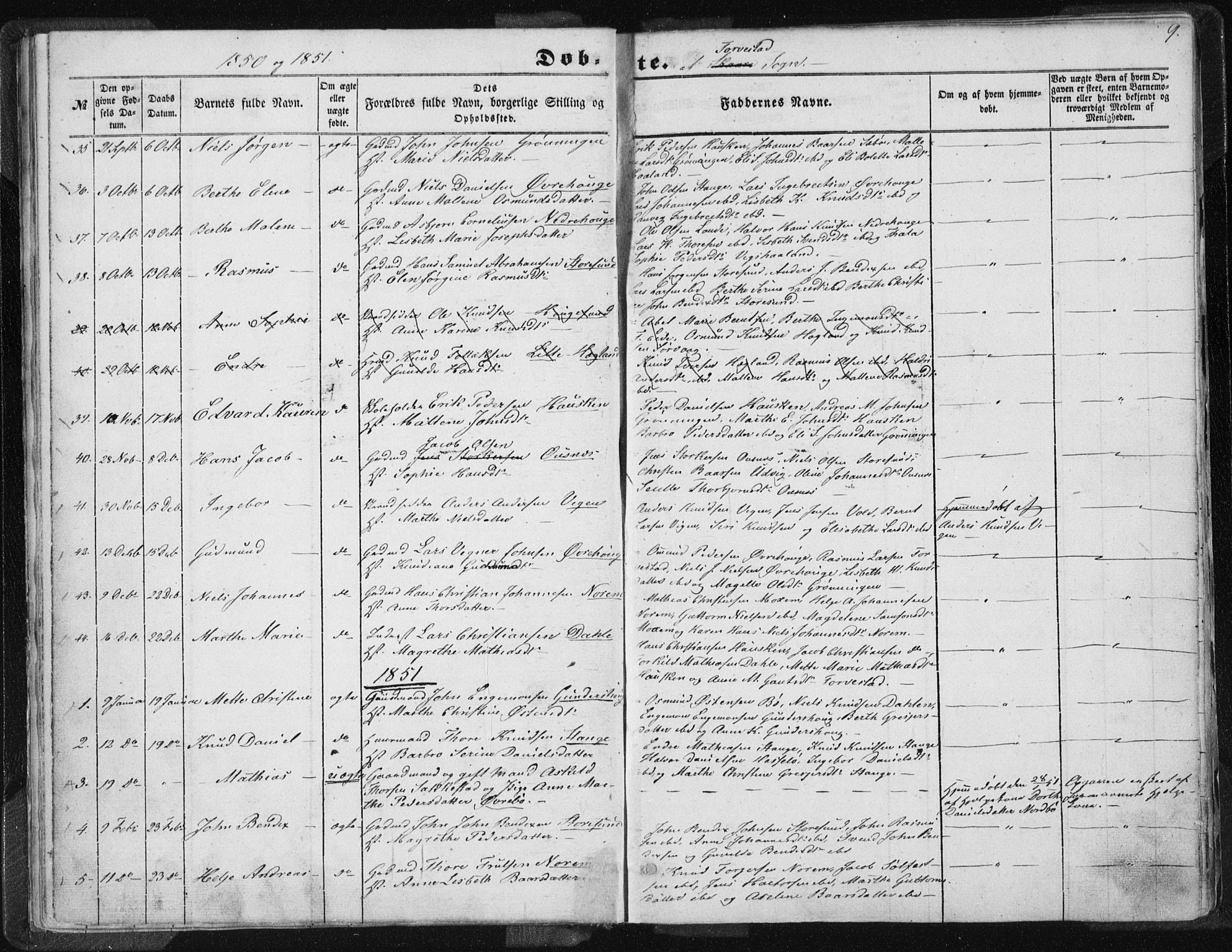 Torvastad sokneprestkontor, AV/SAST-A -101857/H/Ha/Haa/L0008: Parish register (official) no. A 8, 1847-1856, p. 9