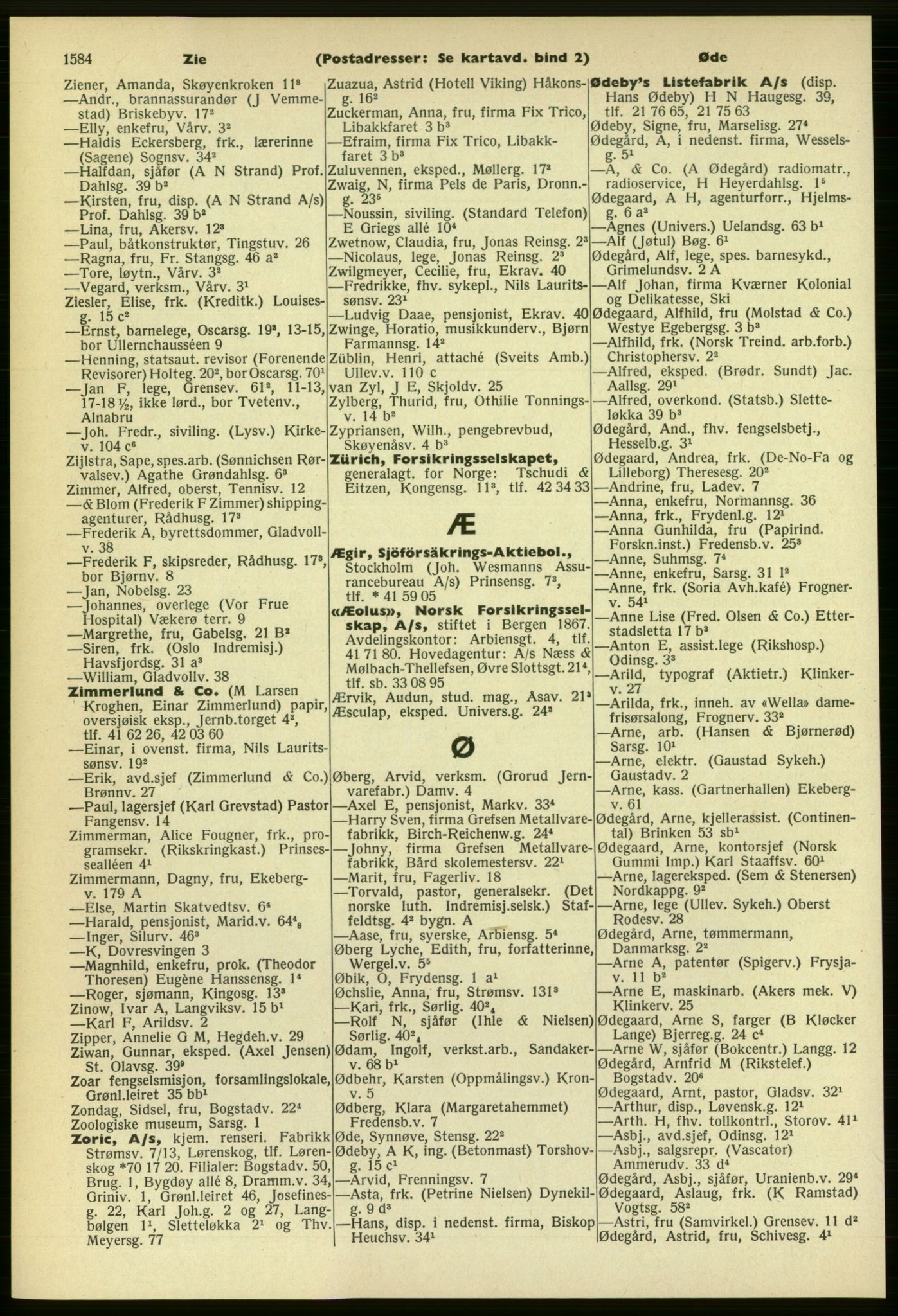 Kristiania/Oslo adressebok, PUBL/-, 1961-1962, p. 1584