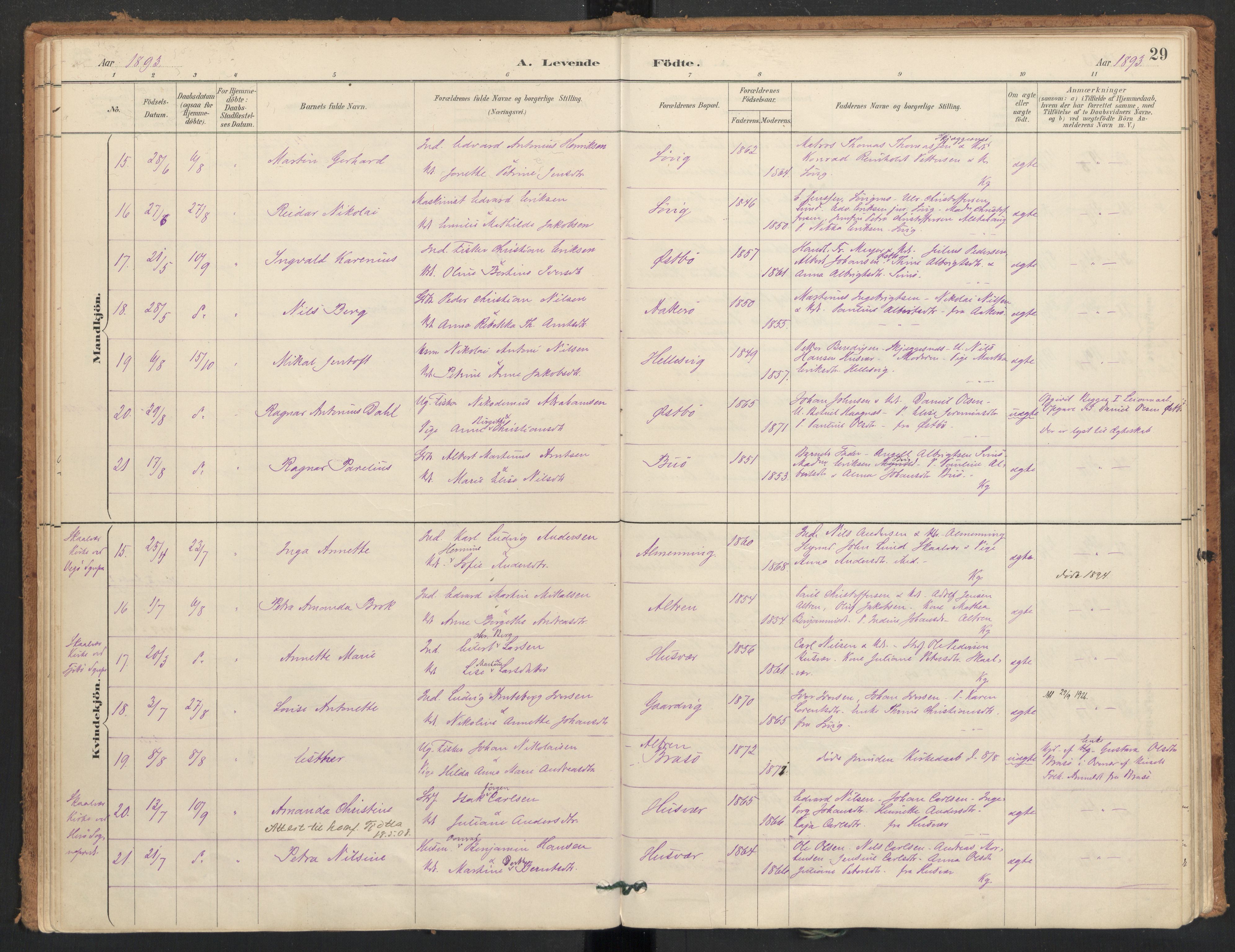 Ministerialprotokoller, klokkerbøker og fødselsregistre - Nordland, SAT/A-1459/830/L0453: Parish register (official) no. 830A17, 1886-1911, p. 29