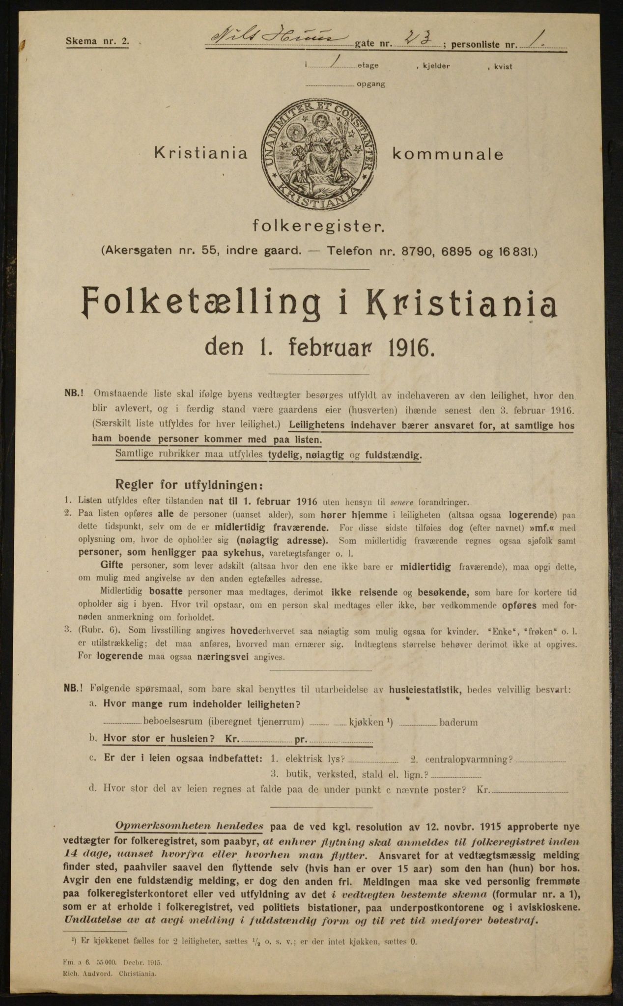 OBA, Municipal Census 1916 for Kristiania, 1916, p. 72906