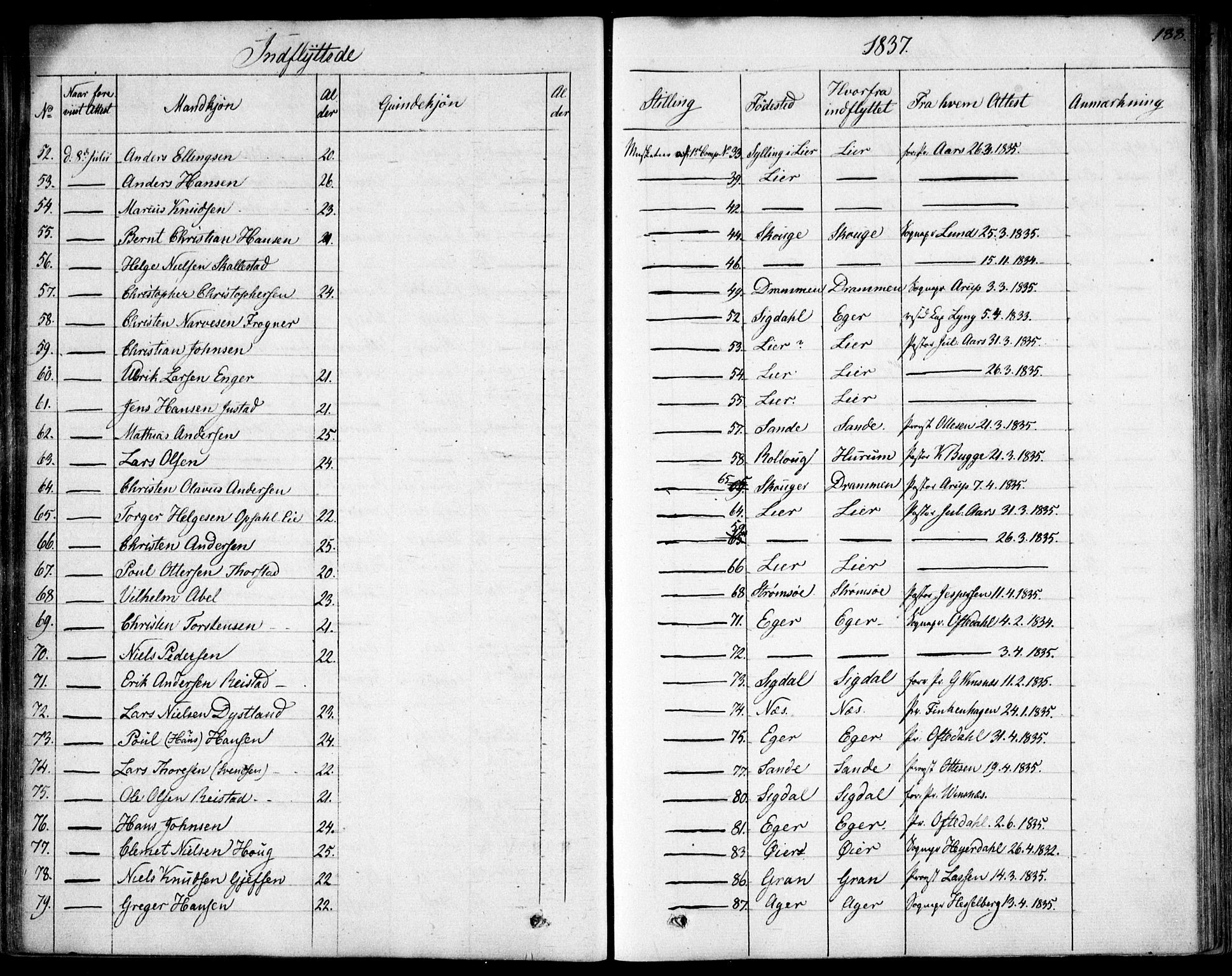 Garnisonsmenigheten Kirkebøker, SAO/A-10846/F/Fa/L0007: Parish register (official) no. 7, 1828-1881, p. 188