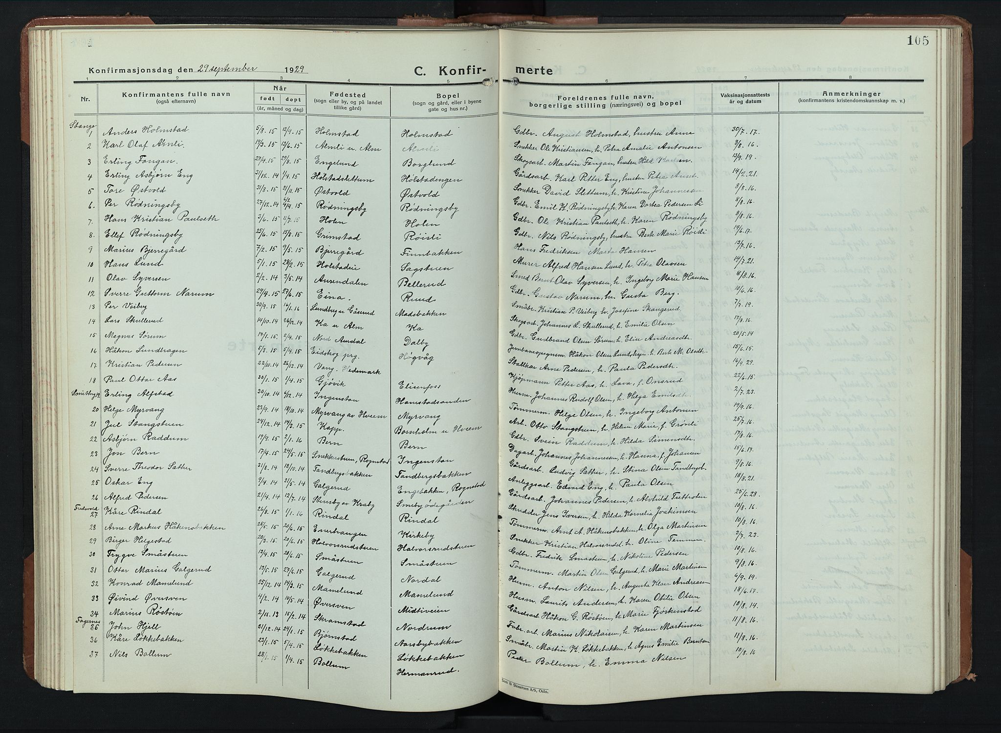 Balke prestekontor, AV/SAH-PREST-106/H/Ha/Hab/L0002: Parish register (copy) no. 2, 1929-1951, p. 105